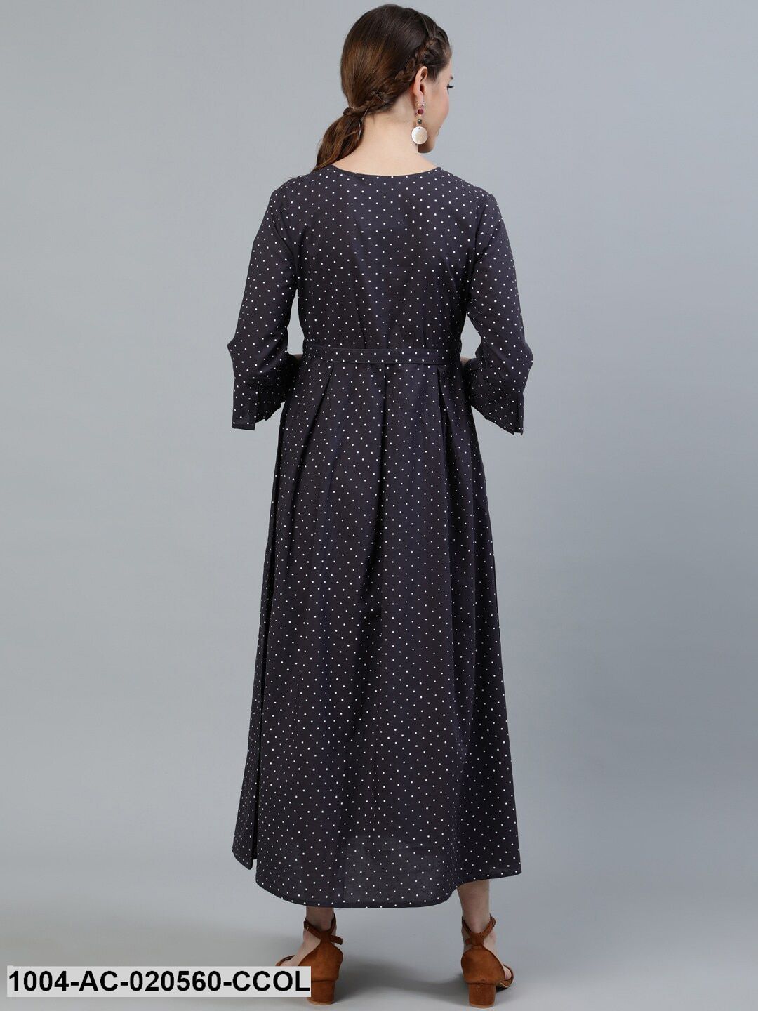 Charcoal Polka Dots Maternity Maxi Dress - Image 4