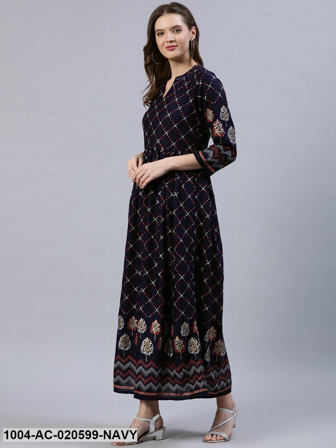 Navy Blue Floral Maxi Dress - Image 4