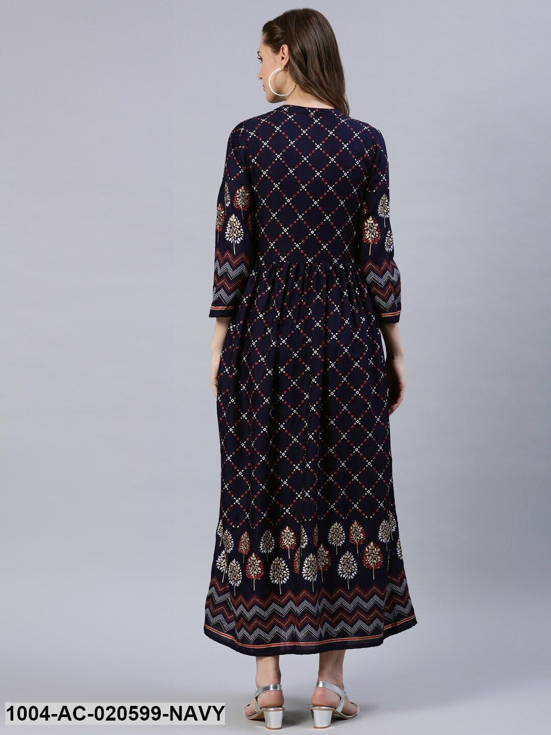 Navy Blue Floral Maxi Dress - Image 5