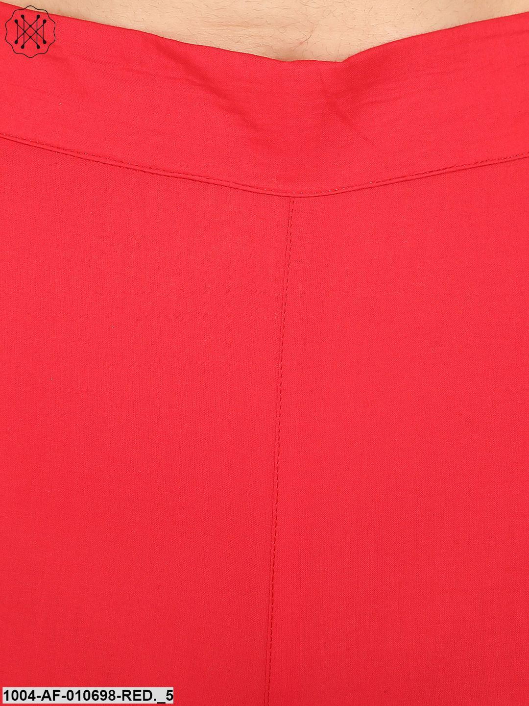 Red Striped 3/4Th Sleeve Cotton Kurta With Red Straight Palazzo - Image 5