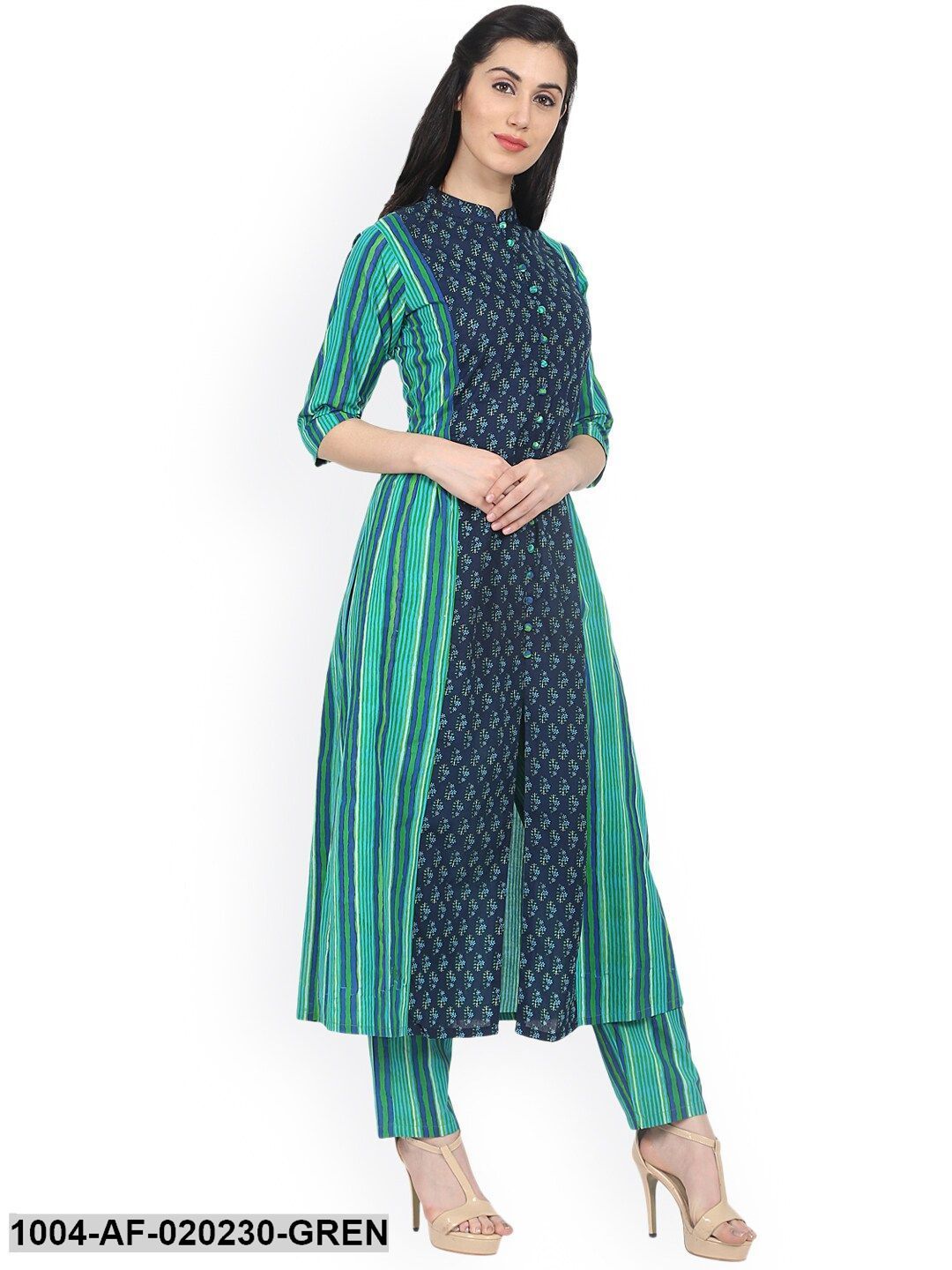 Green Printed Kurta with Palazzos - Image 3