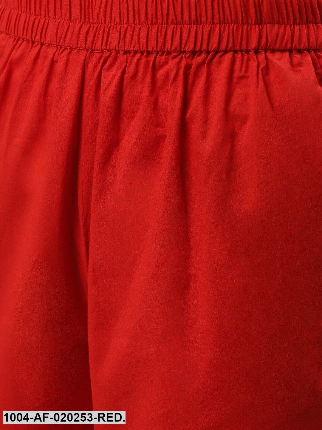 Red & Beige Solid Kurta with Trousers & Dupatta - Image 3