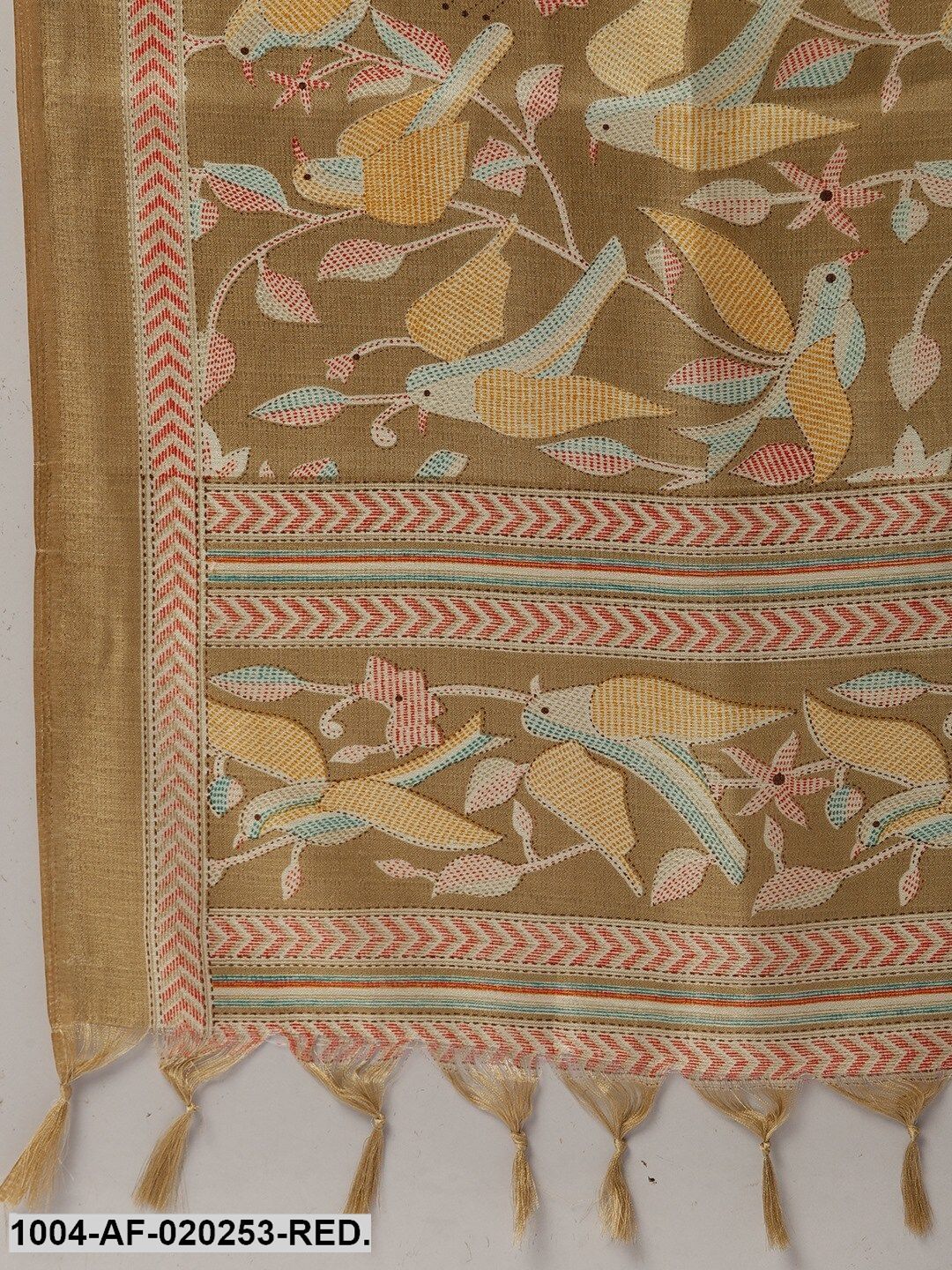 Red & Beige Solid Kurta with Trousers & Dupatta - Image 5