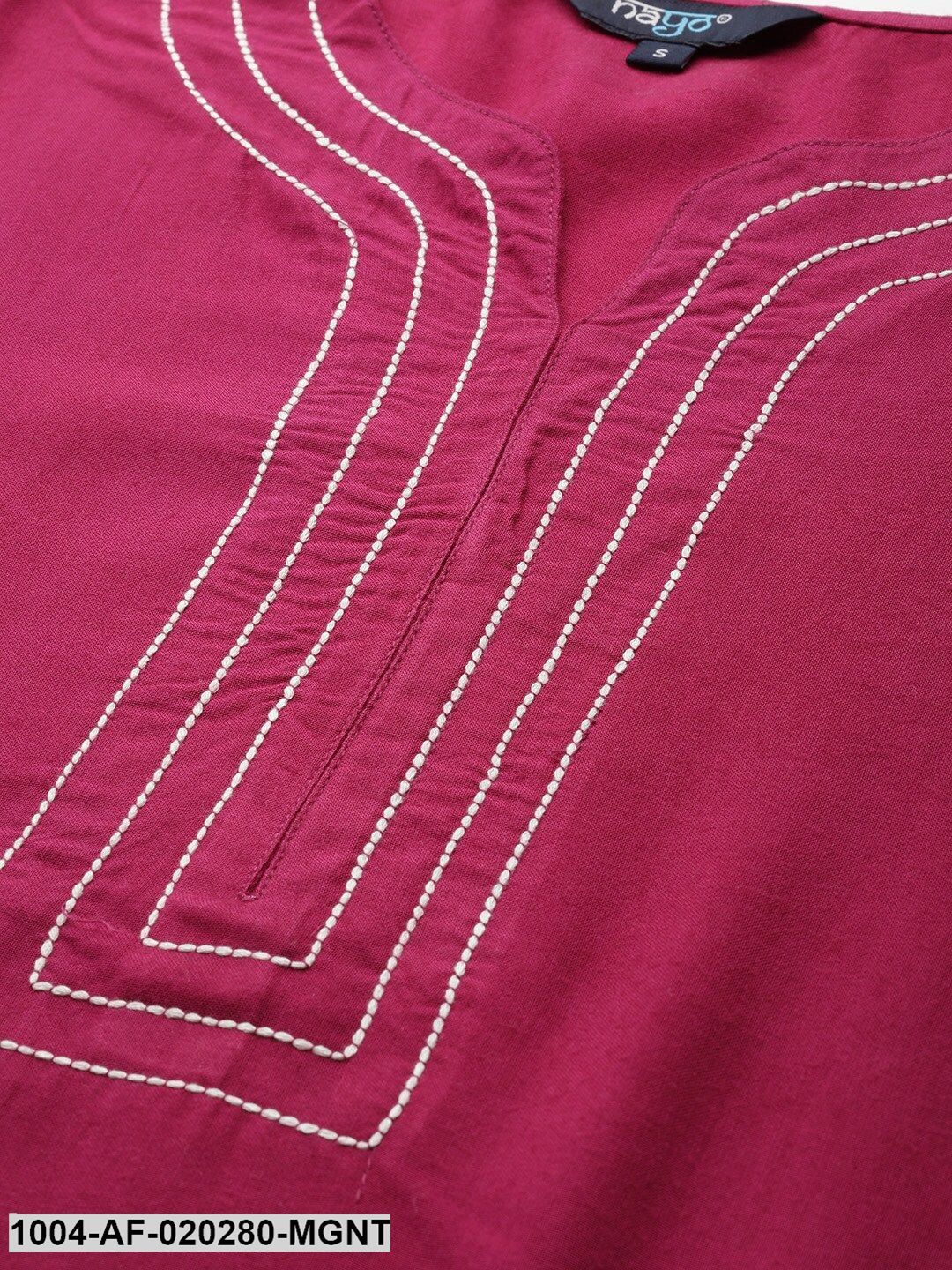 Magenta & White Solid Kurta with Palazzos & Dupatta - Image 2