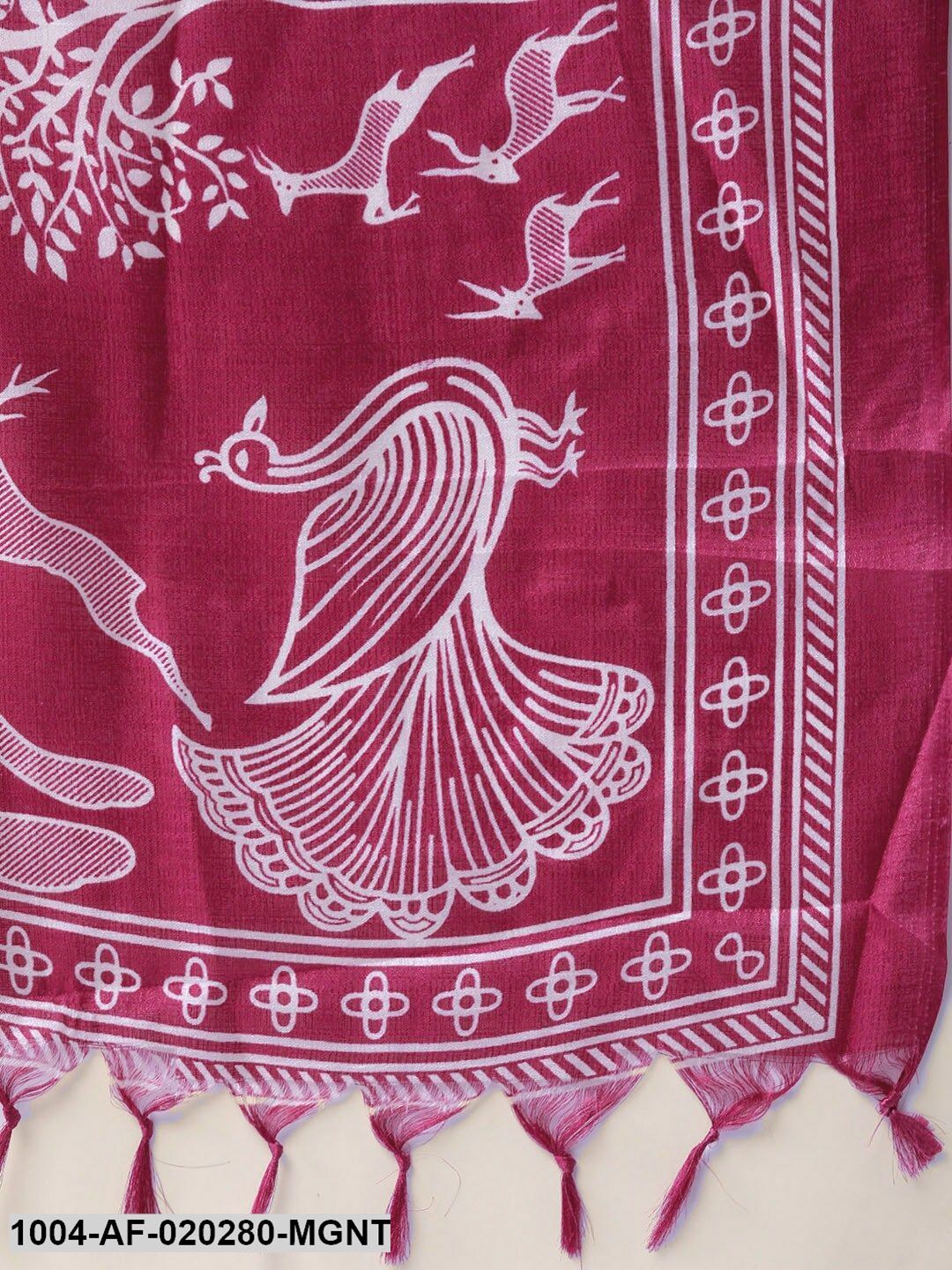 Magenta & White Solid Kurta with Palazzos & Dupatta - Image 5