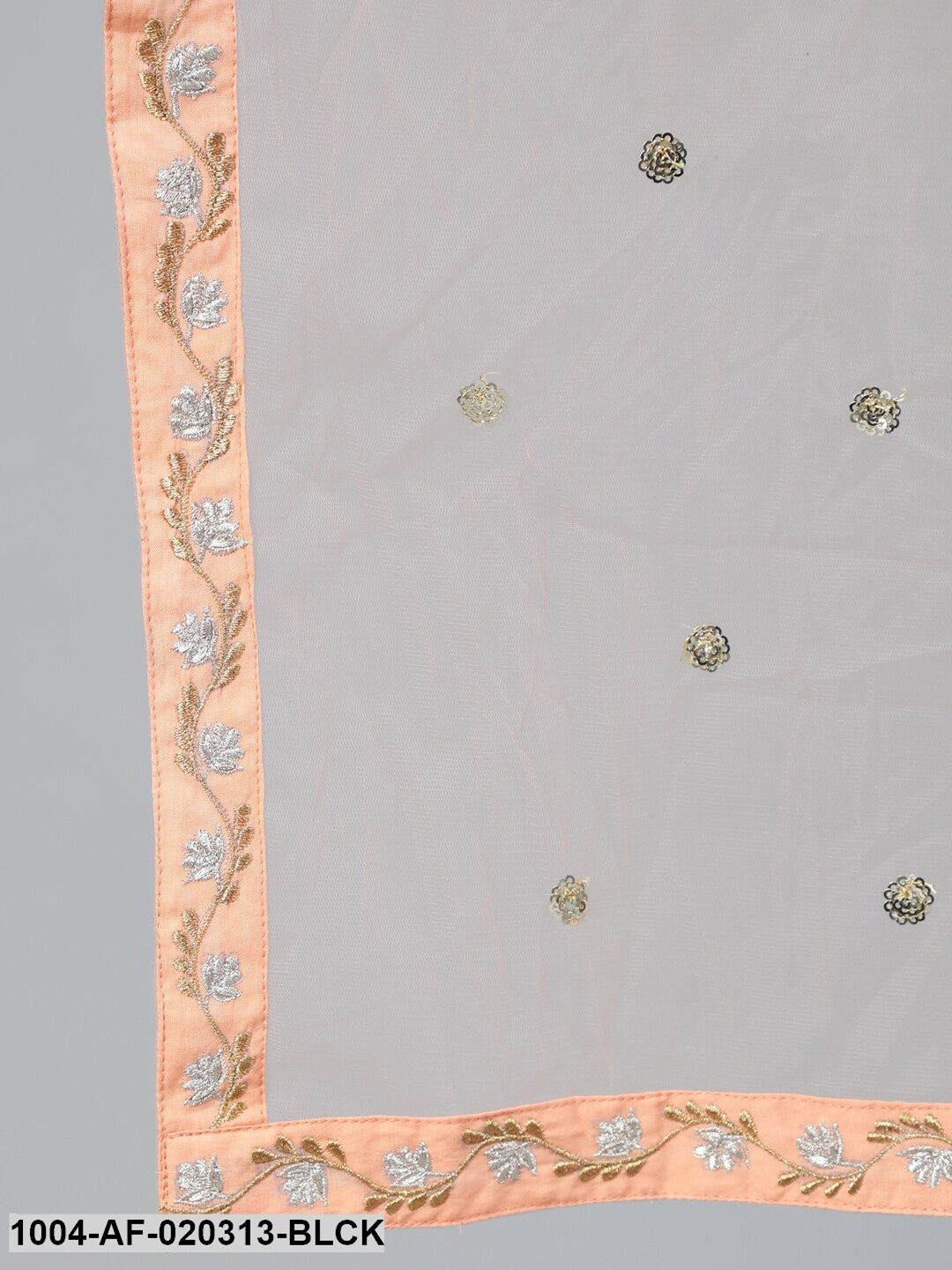 Black Embroidered Straight Kurta Plazzo & Organza Dupatta - Image 5