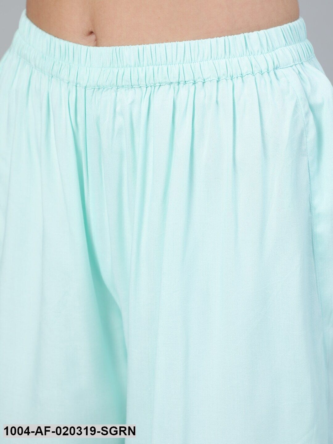 Sea Green Straight Embroidered Kurta With Plazzo & Dupatta - Image 3