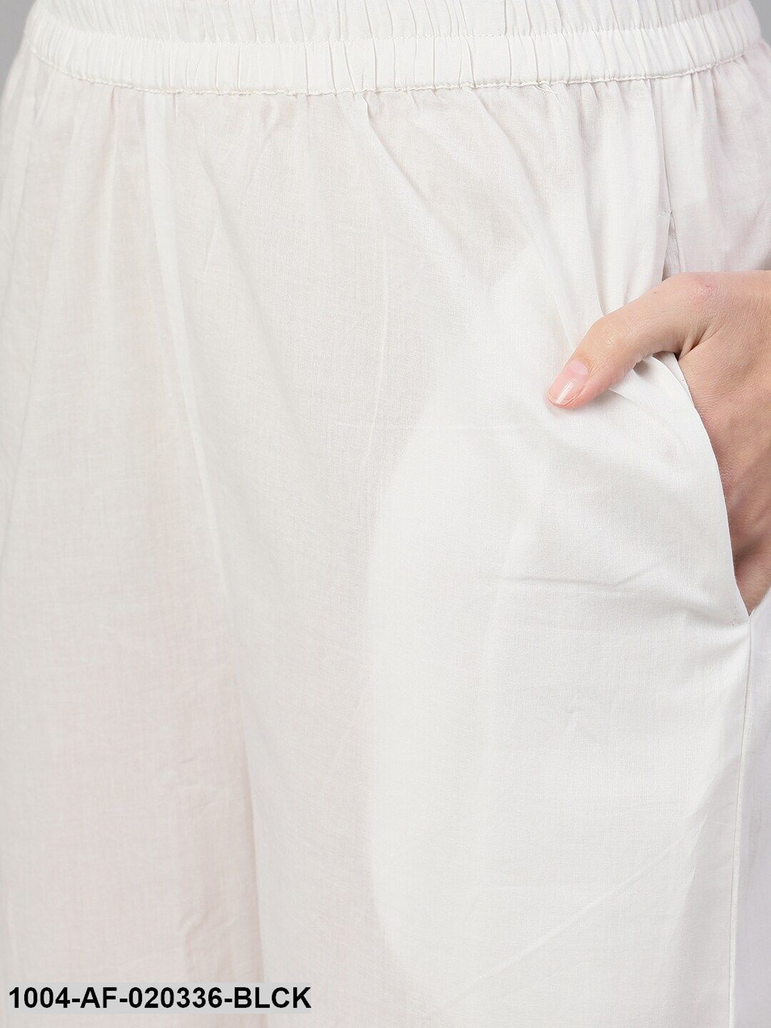 Black Off-White Printed Kurta with Trousers - Image 3
