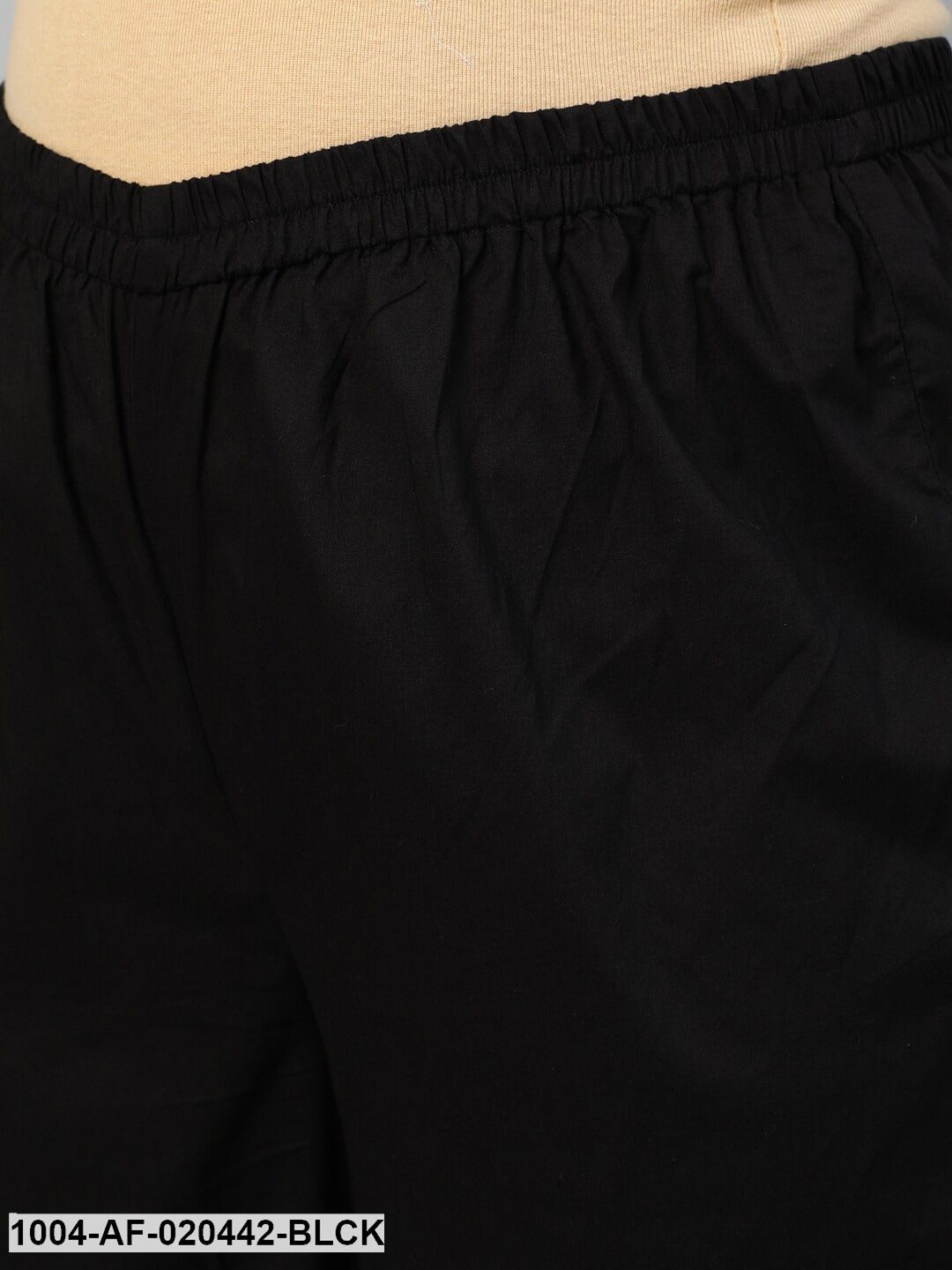 Plus Size Black Empire Pure Cotton Kurta with Trousers & With Dupatta - Image 3