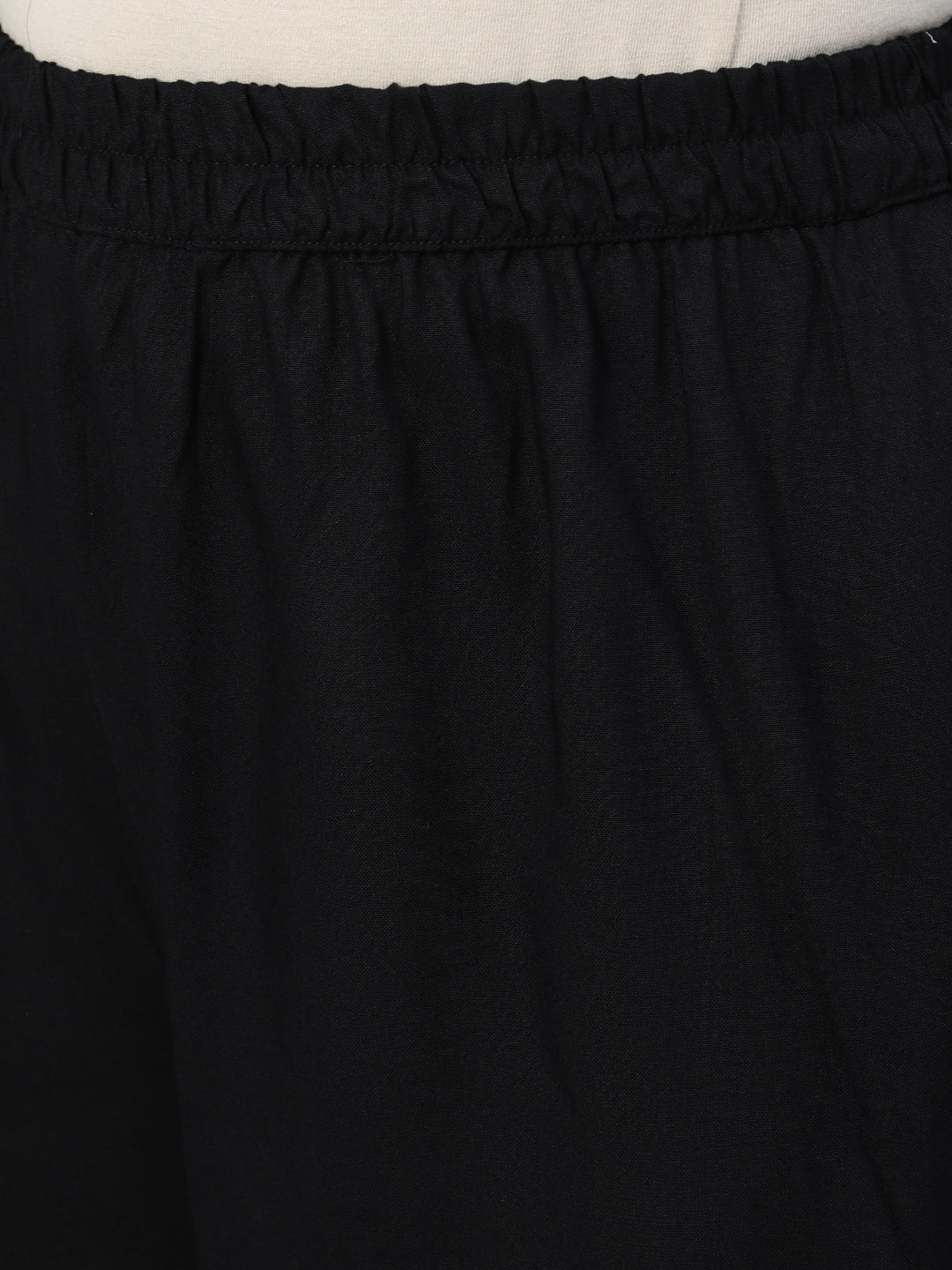 Women Black Embroidered Straight Kurta With Plazo & Dupatta - Image 4