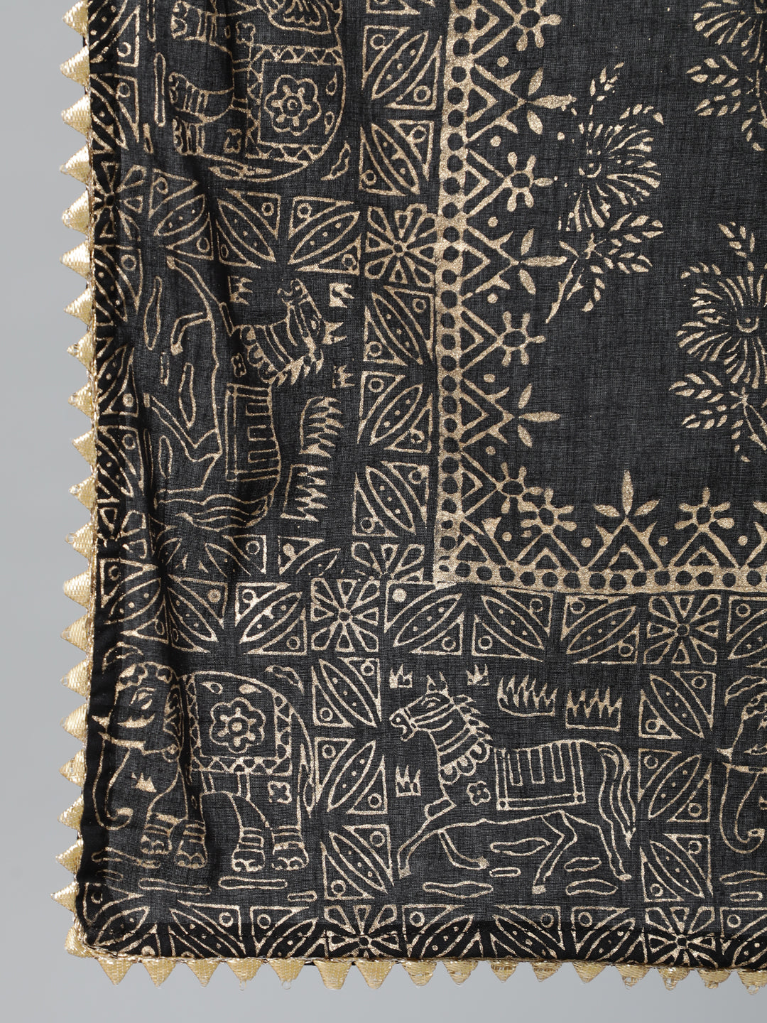 Women Black Gathered Kurta With Plazo & Dupatta - Image 5