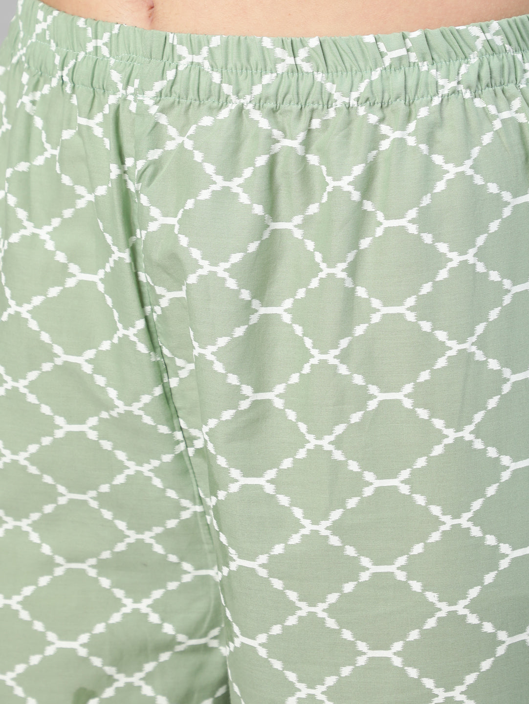 Olive Green Ethnic Printed Kurta And Palazzo With Dupatta - Image 3