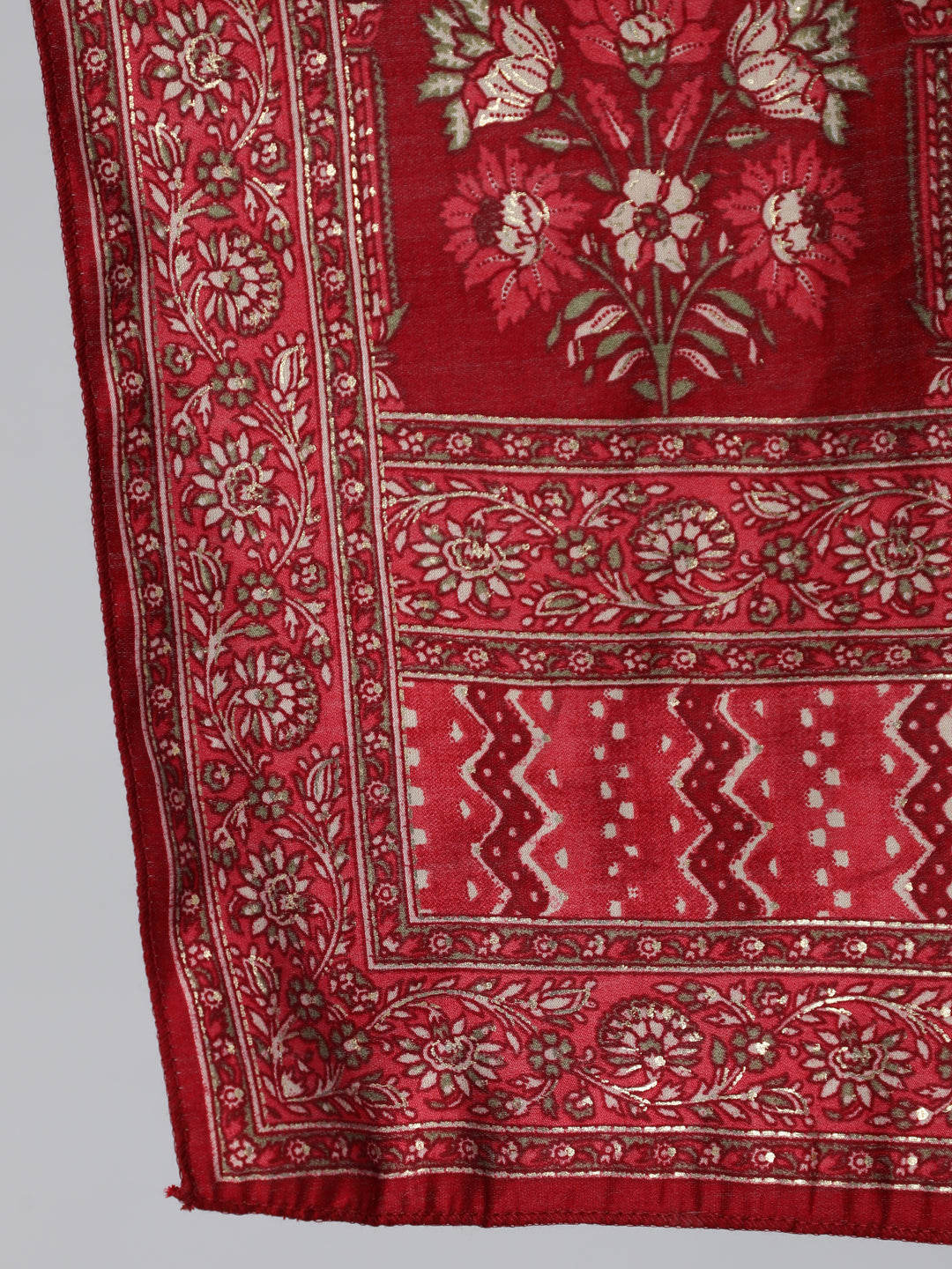 Maroon Ethnic Printed Kurta With Plazzo And Dupatta - Image 5