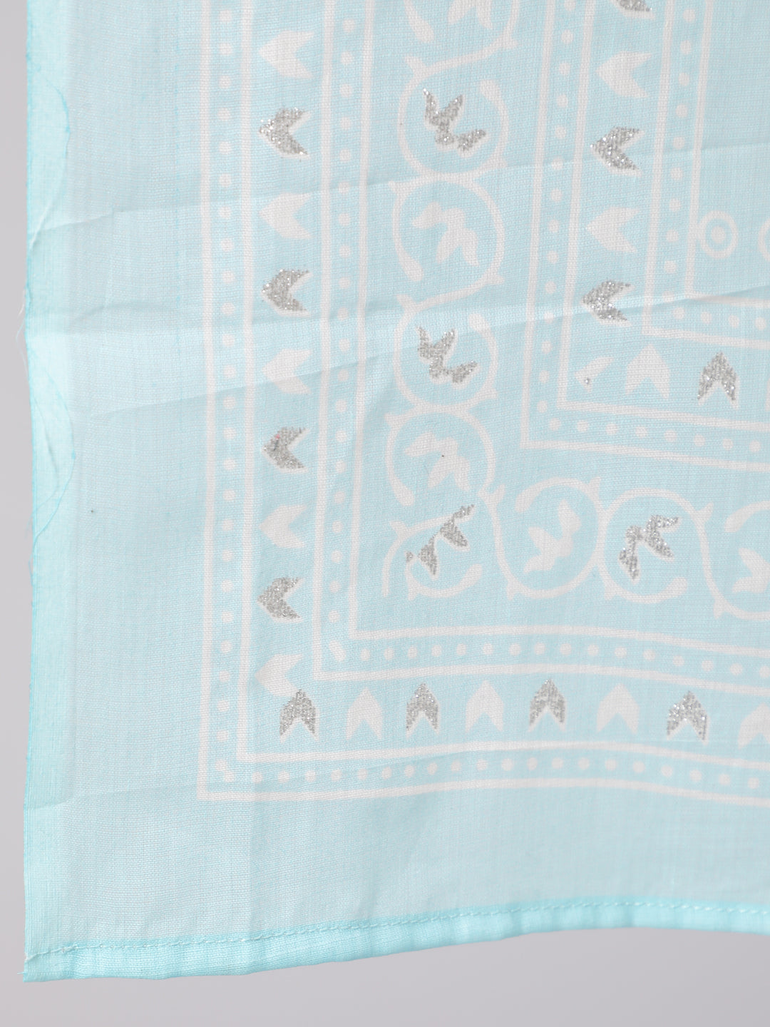 Aqua Blue Ethnic Printed Straight Kurta With Palazzo And Dupatta - Image 4