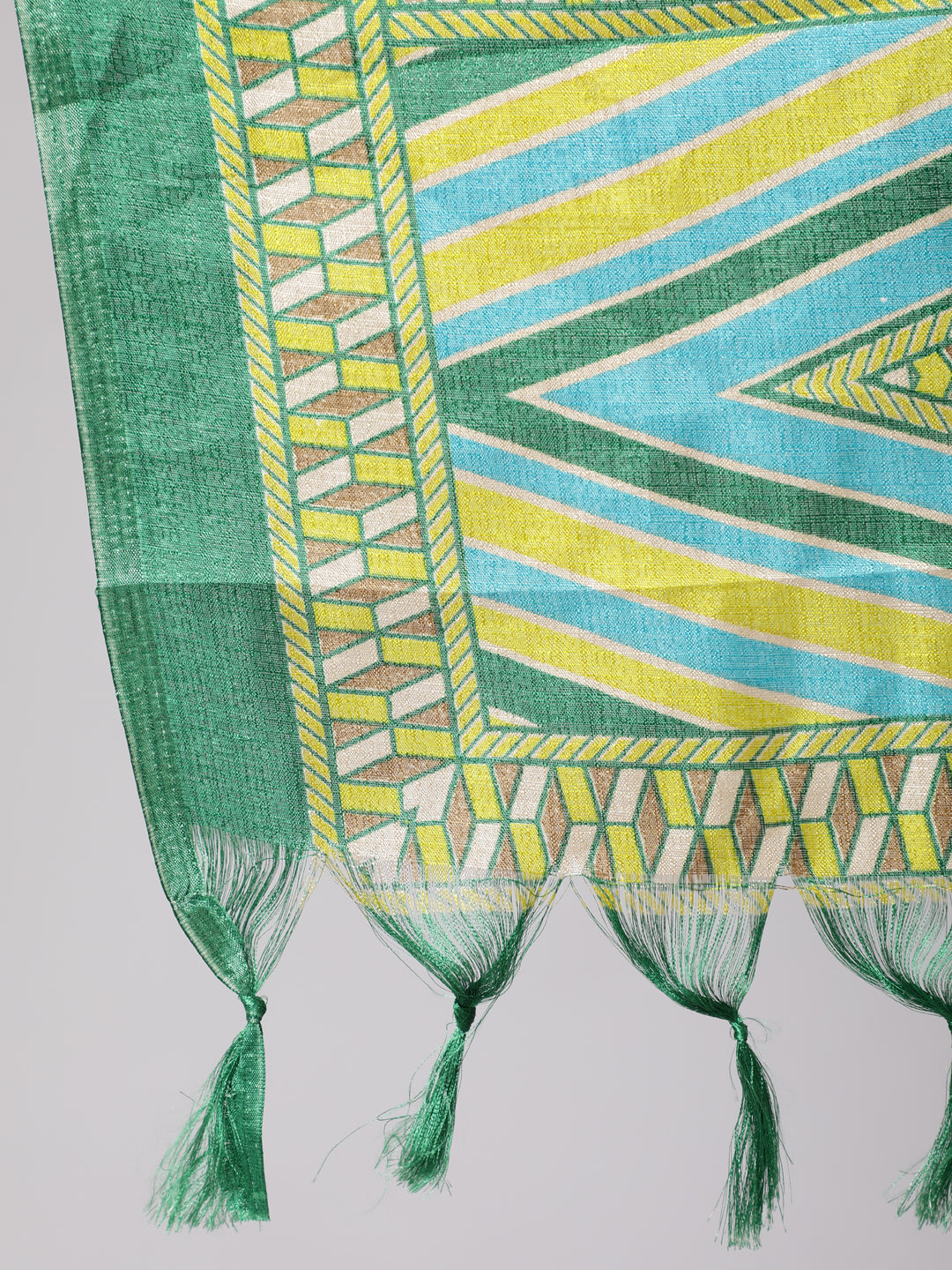 Solid Green Straight Kurta With Palazzo And Dupatta - Image 4
