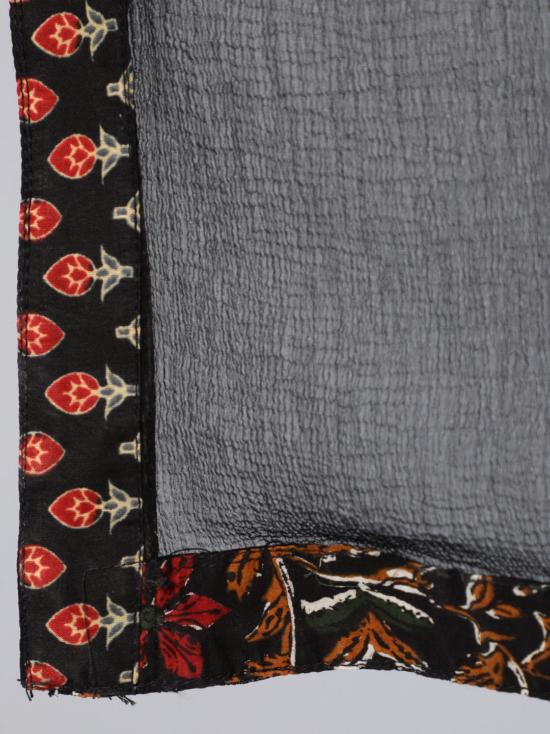 Black Printed Flared Kurta With Trouser And Dupatta - Image 4
