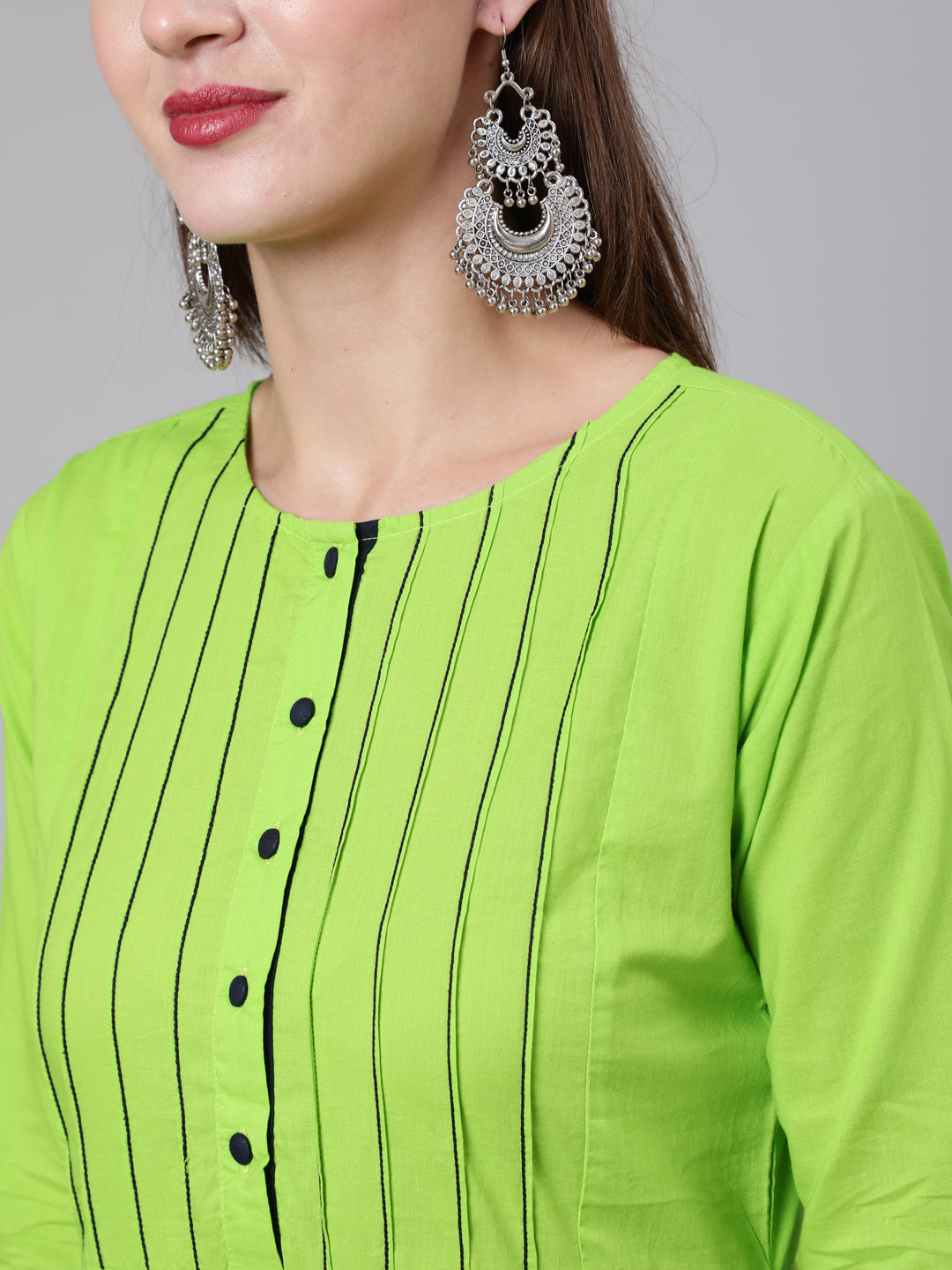 Green Solid Kurta And Trouser With Printed Dupatta - Image 5