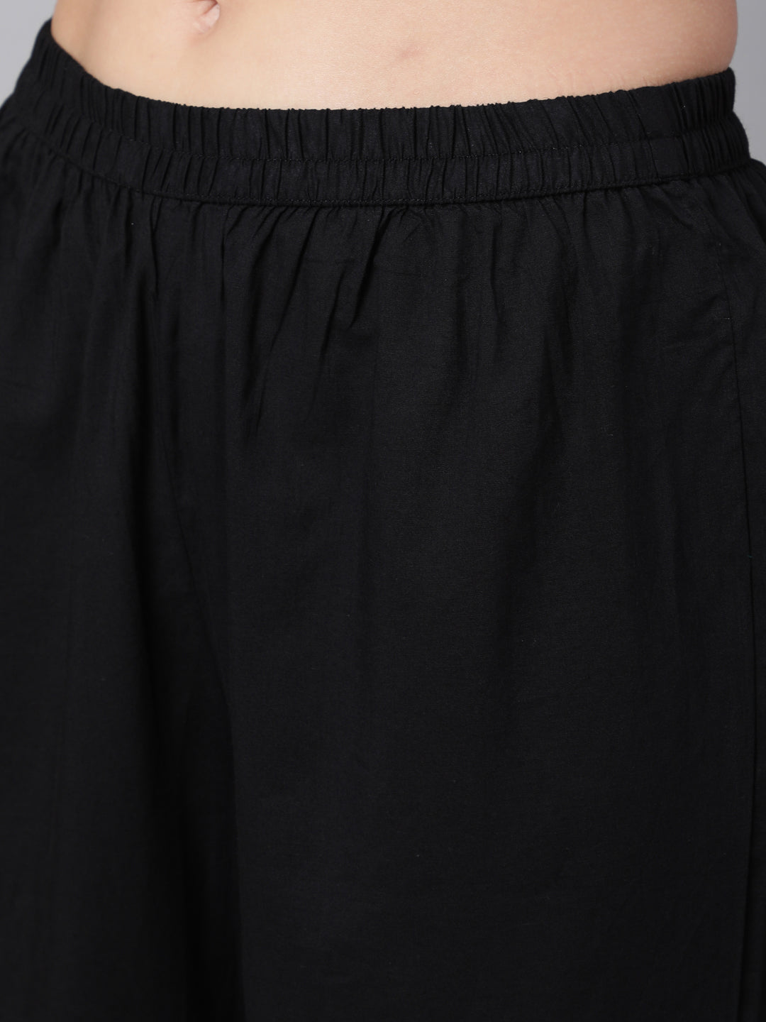 Black Ethnic Printed Straight Kurta With Trouser - Image 4