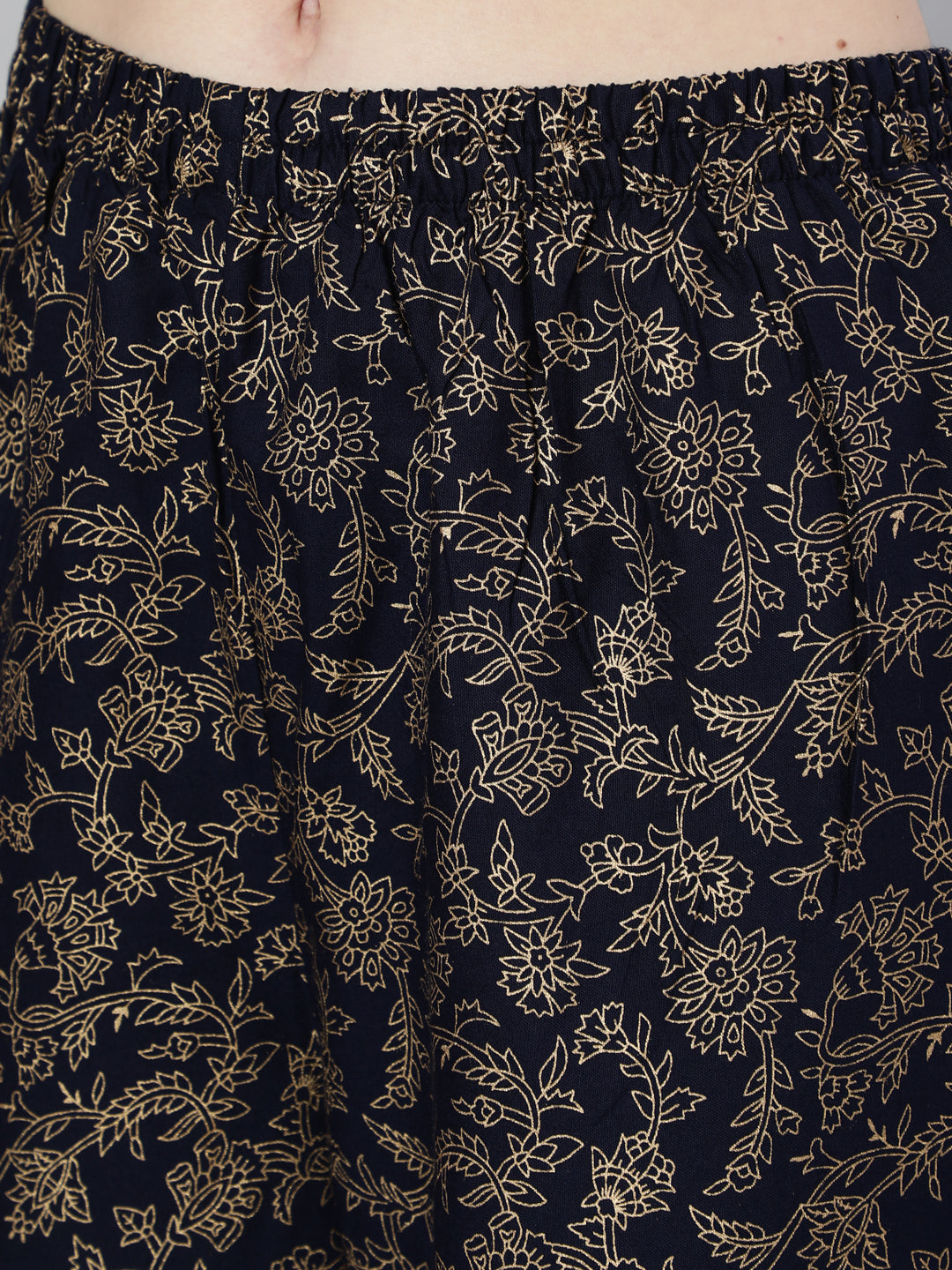Navy Blue Ethnic Printed Kurta With Palazzo And Dupatta - Image 4