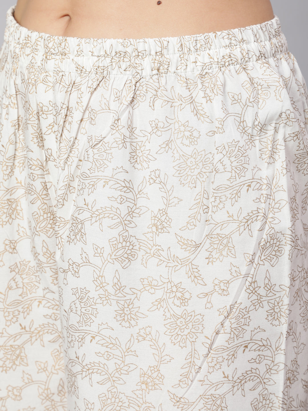 Off-White Ethnic Printed Kurta With Palazzo And Dupatta - Image 6