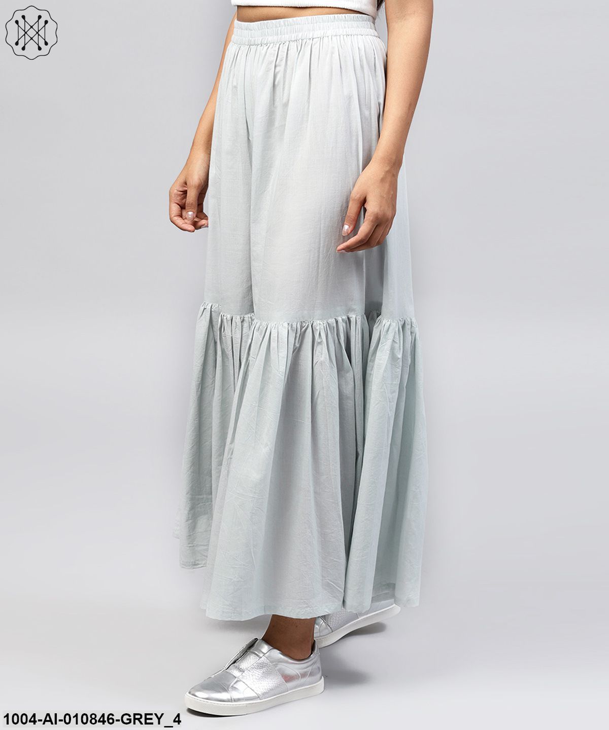 Grey Cotton Ankle Length Sharara - Image 4