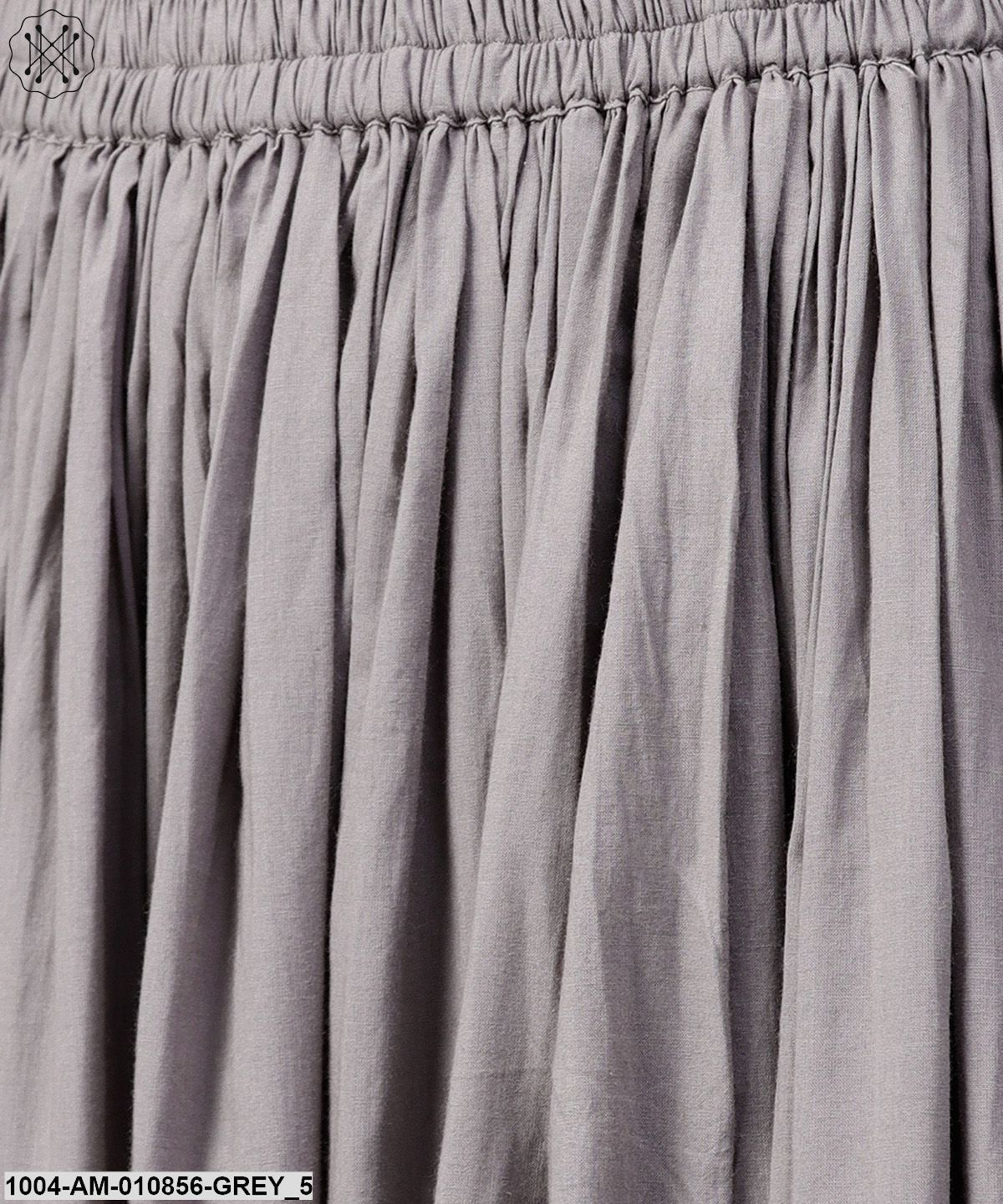 Grey Cotton Ankle Length Flared Skirt - Image 5