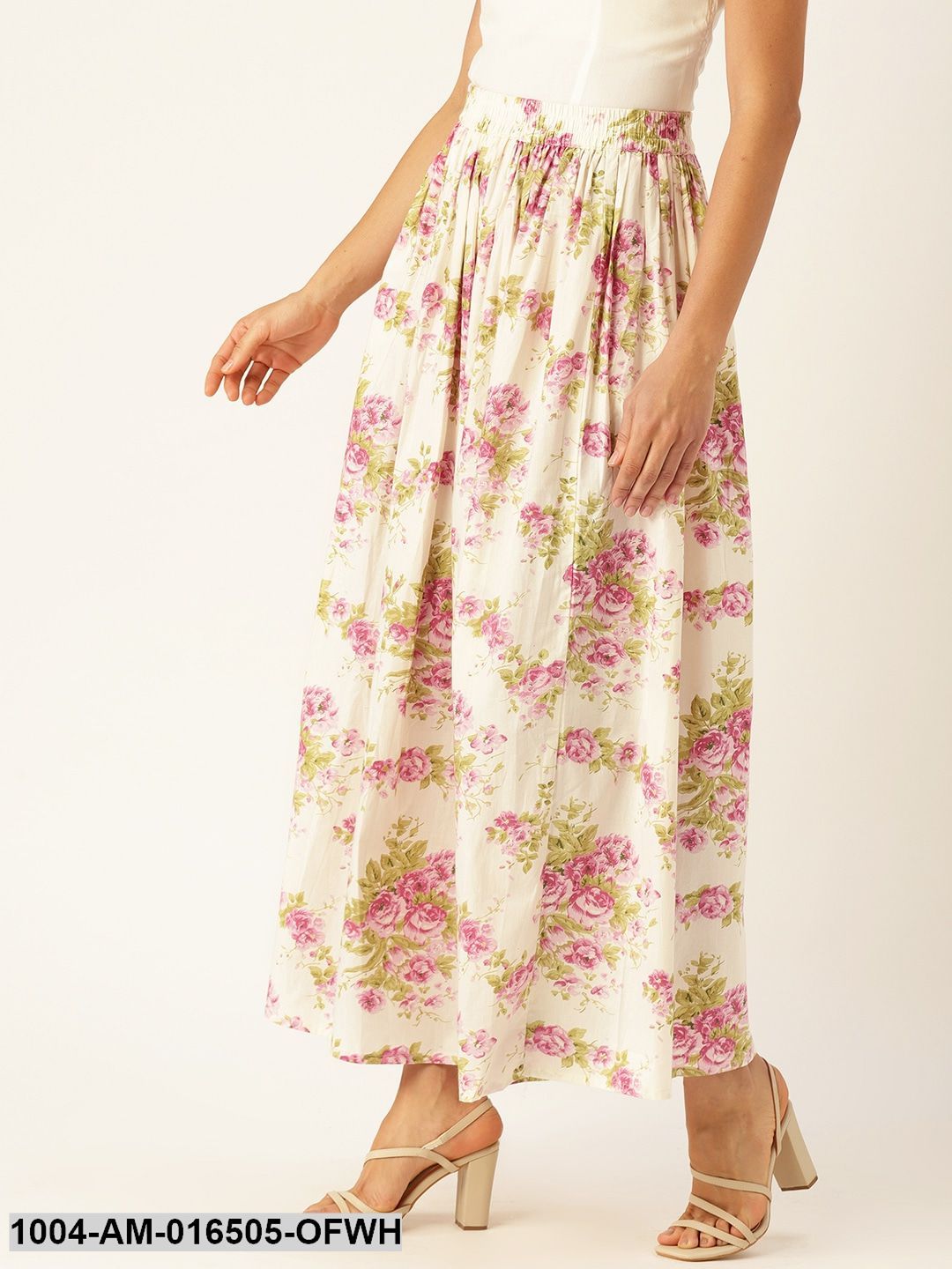 Off white Floral Printed Skirt - Image 2