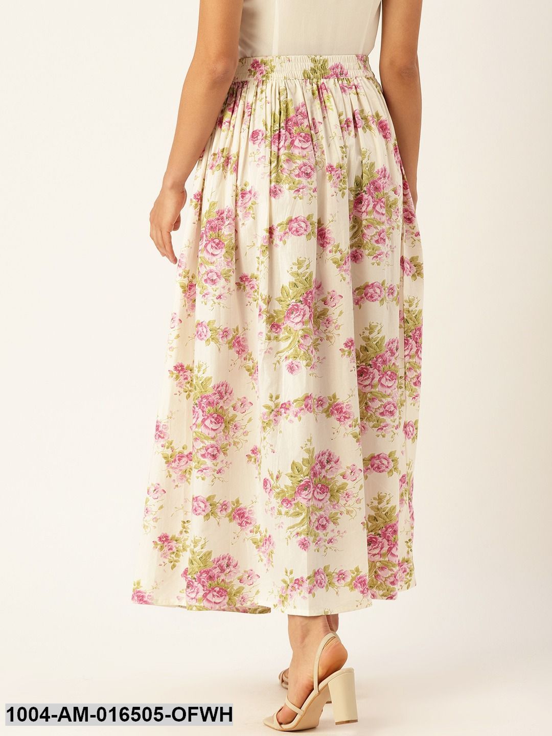Off white Floral Printed Skirt - Image 3