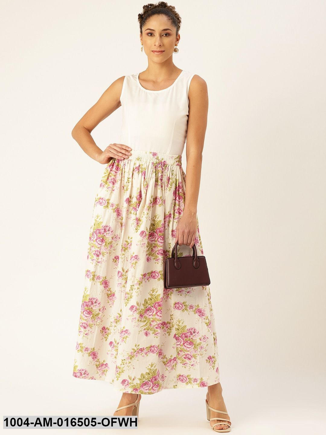 Off white Floral Printed Skirt - Image 5