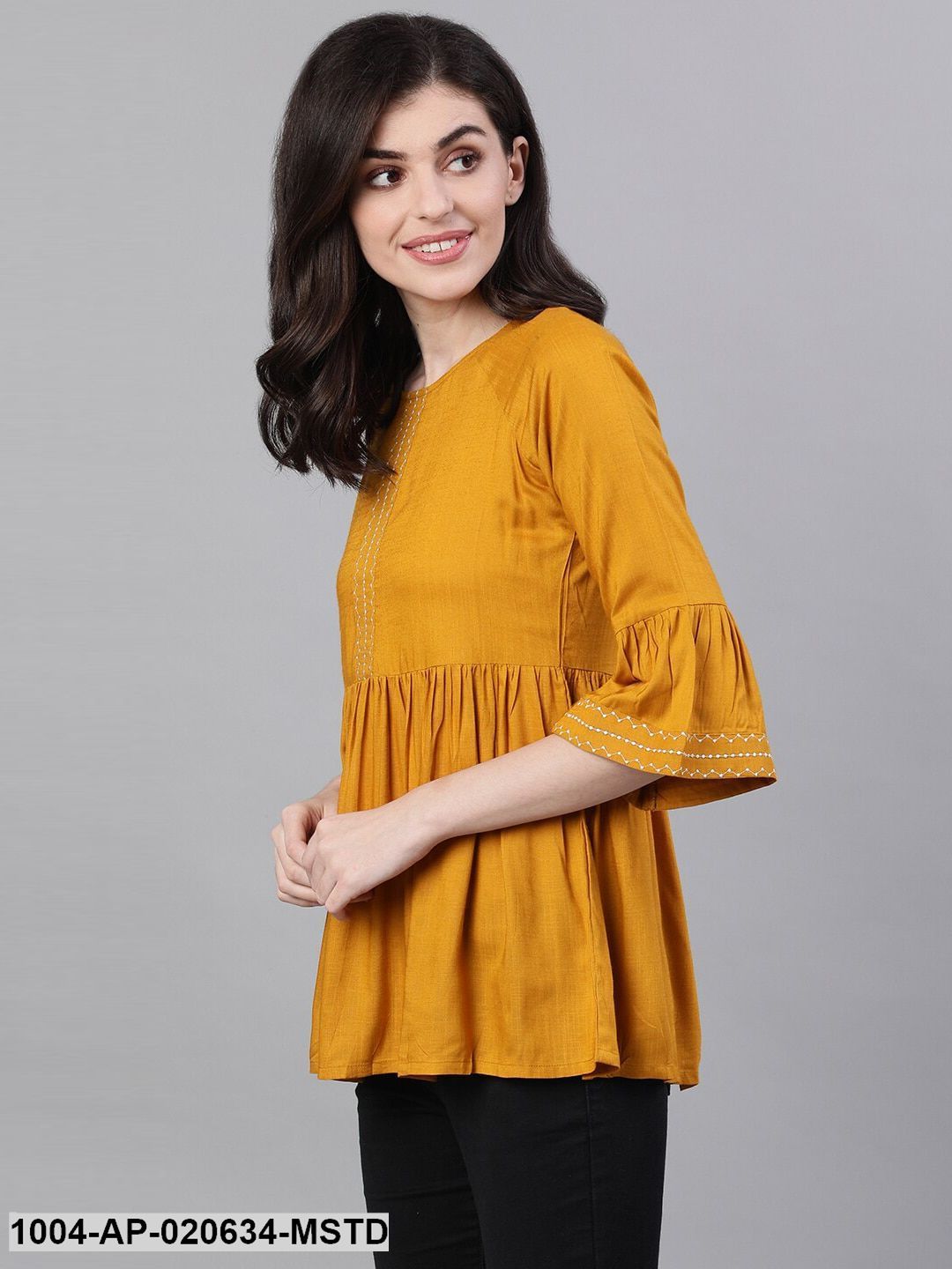 Mustard Yellow Solid A-Line Top - Image 3