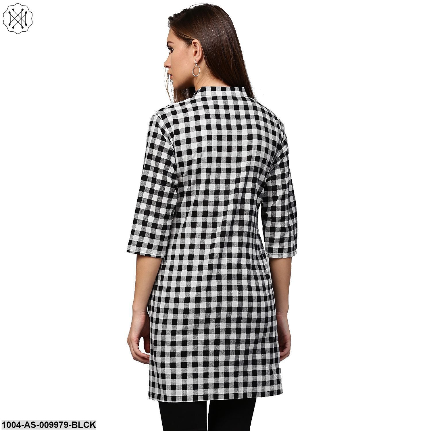 Black Printed 3/4Th Sleeve Cotton Tunic - Image 3