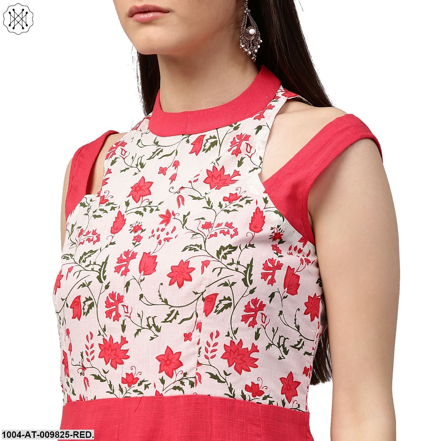 Red Printed 3/4Th Sleeve Cotton Kurta - Image 5