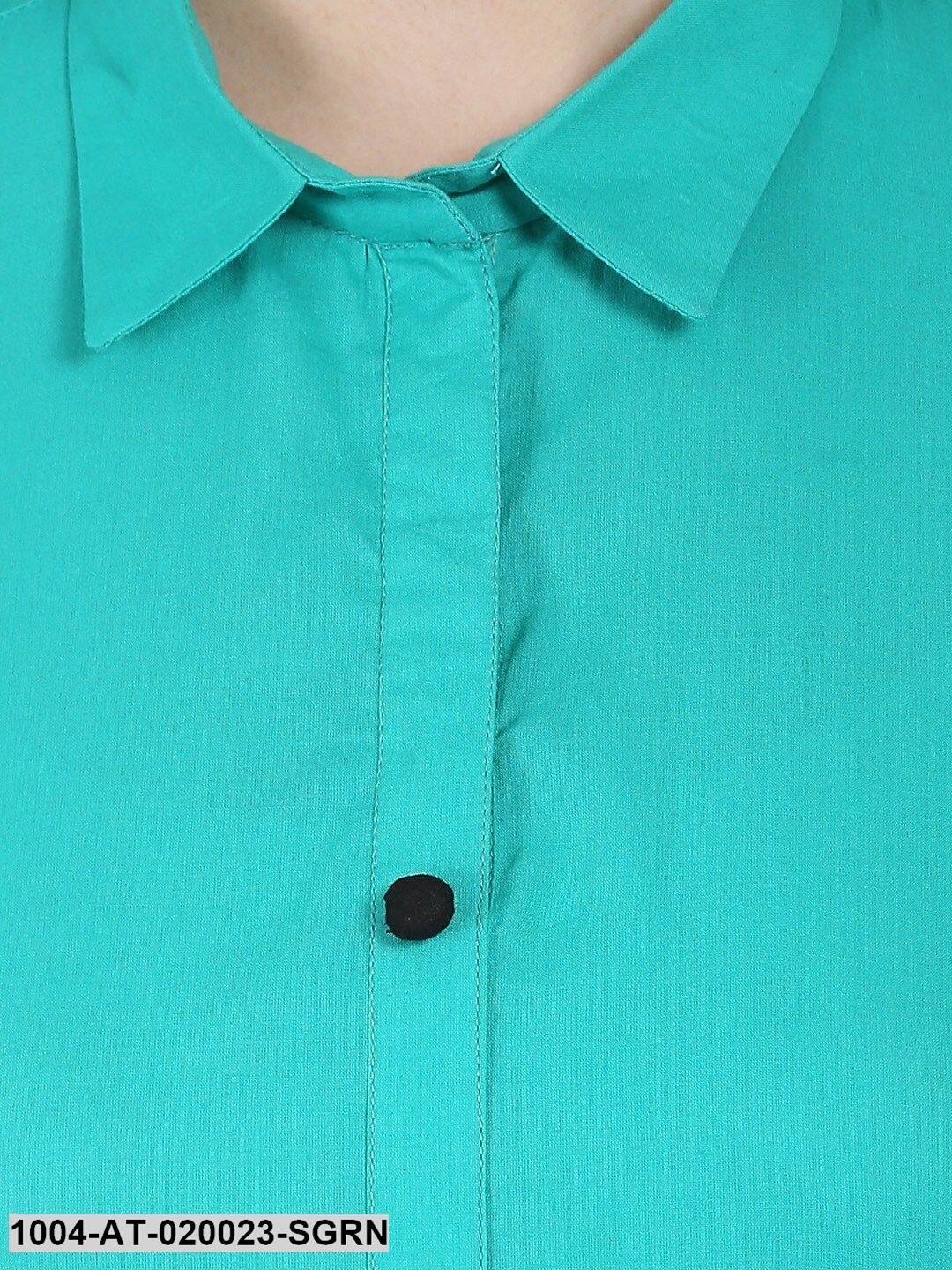 Sea Green Solid Layered A-Line Kurta - Image 2