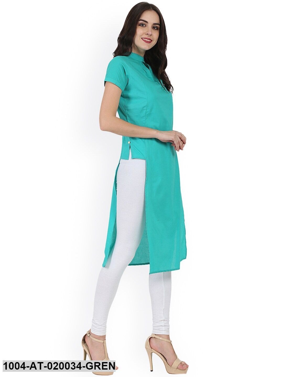 Green Solid Straight Kurta - Image 4