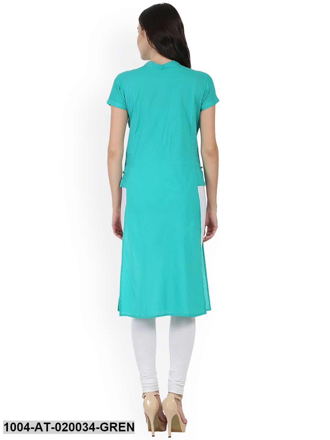 Green Solid Straight Kurta - Image 5