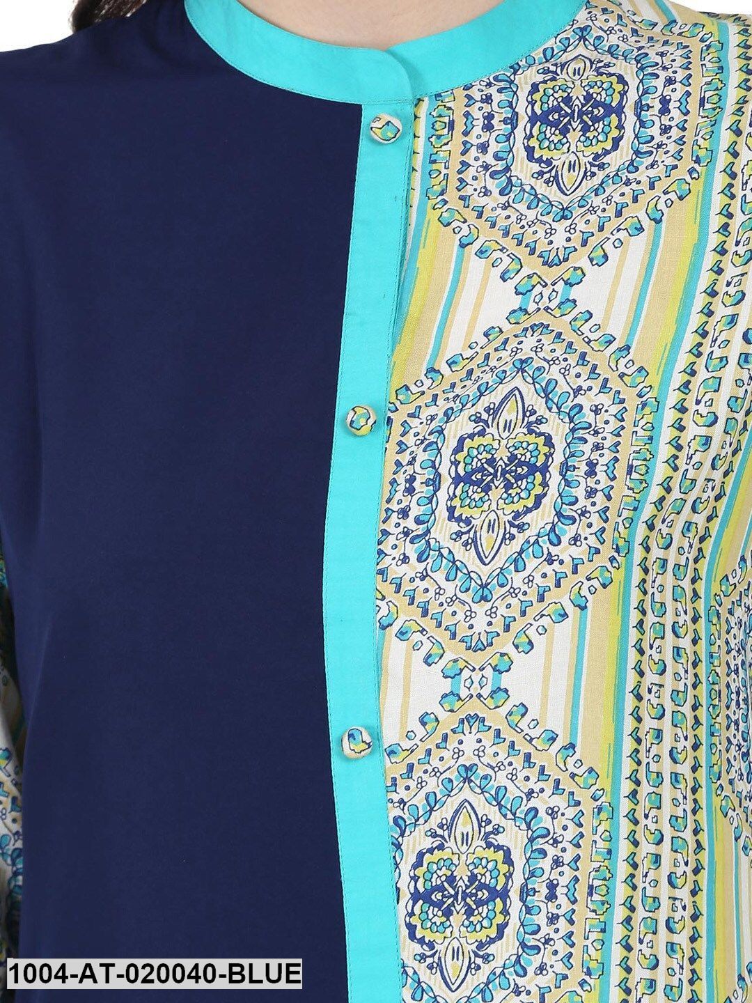 Blue Printed Straight Kurta - Image 2