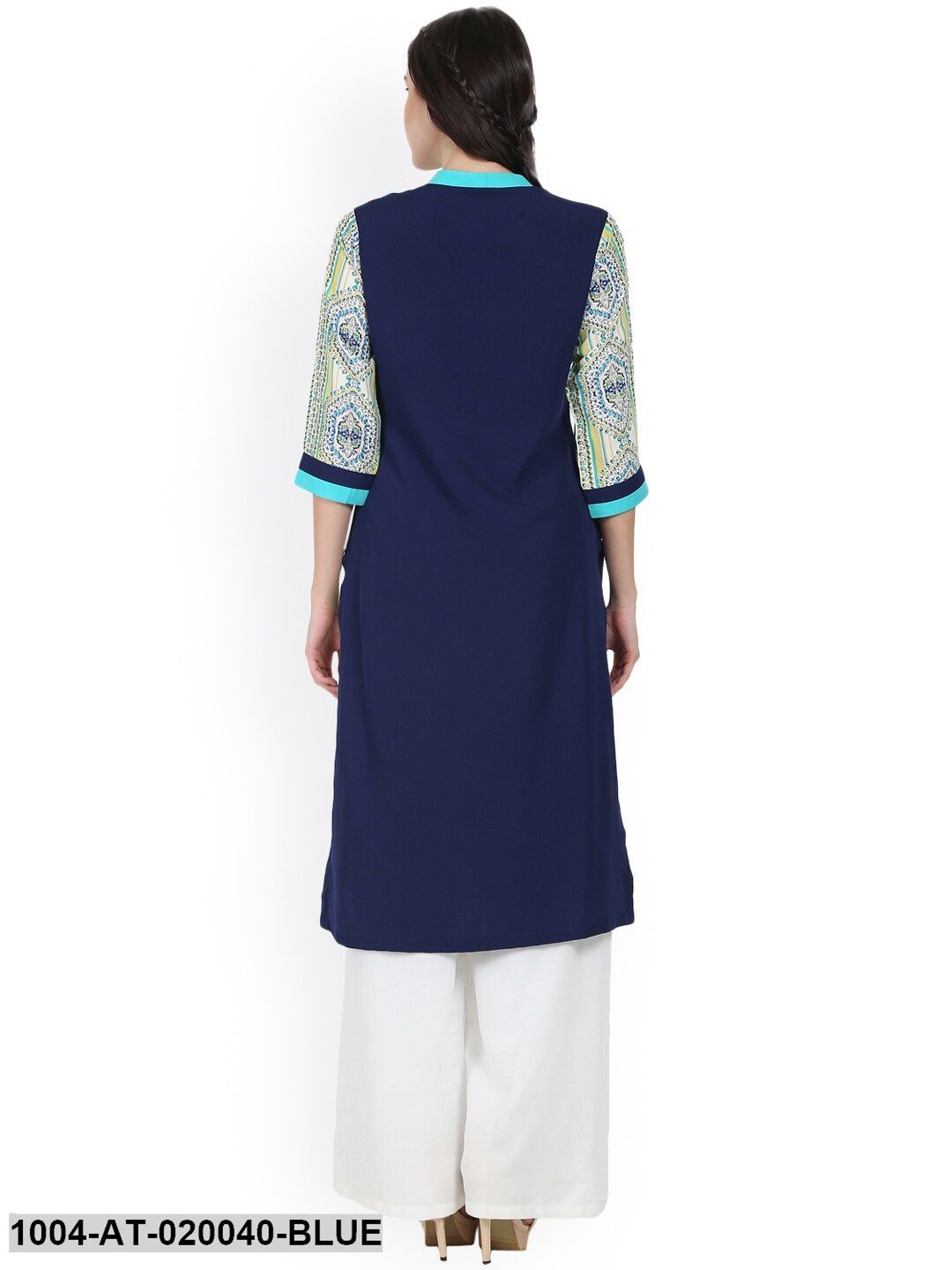 Blue Printed Straight Kurta - Image 5