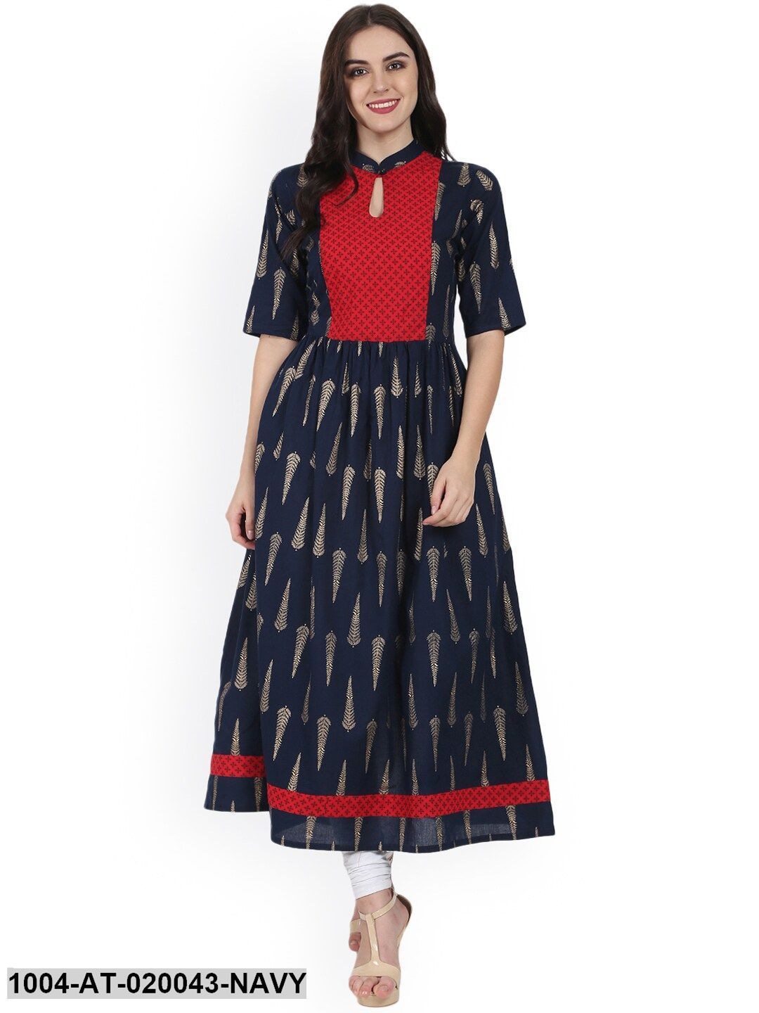 Navy Blue Printed Anarkali Kurta