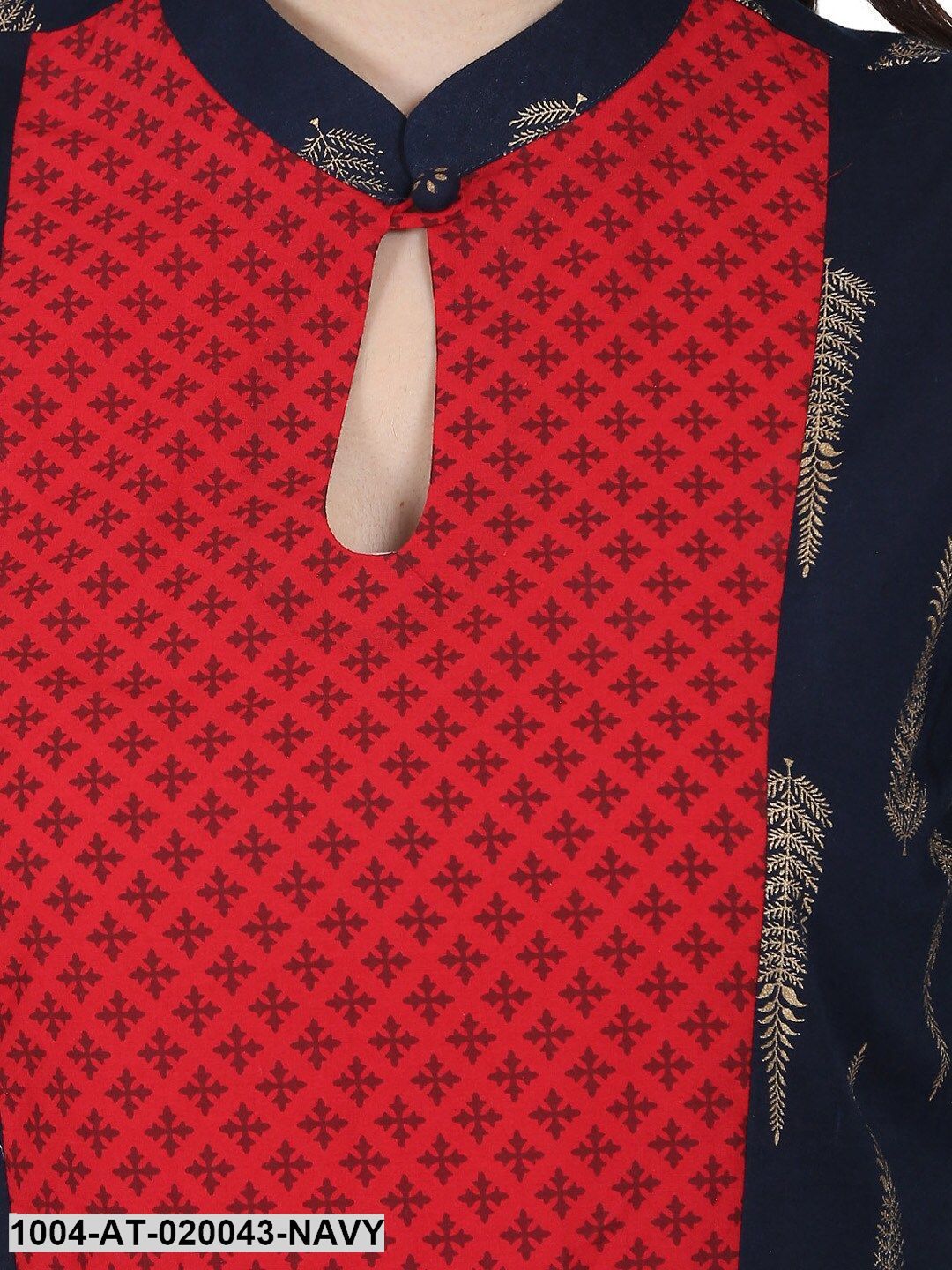 Navy Blue Printed Anarkali Kurta - Image 2