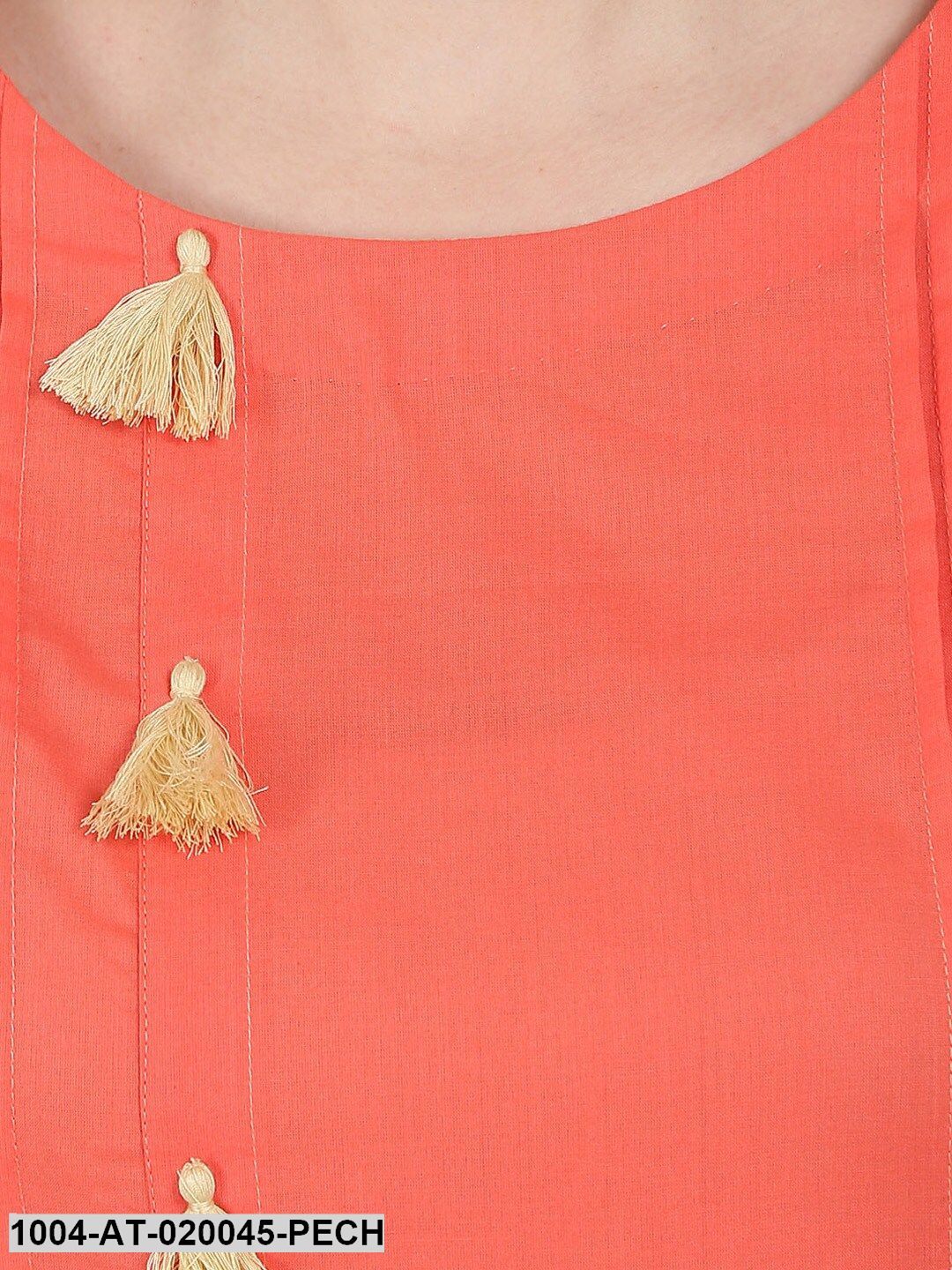 Peach-Coloured Solid A-Line Kurta - Image 2