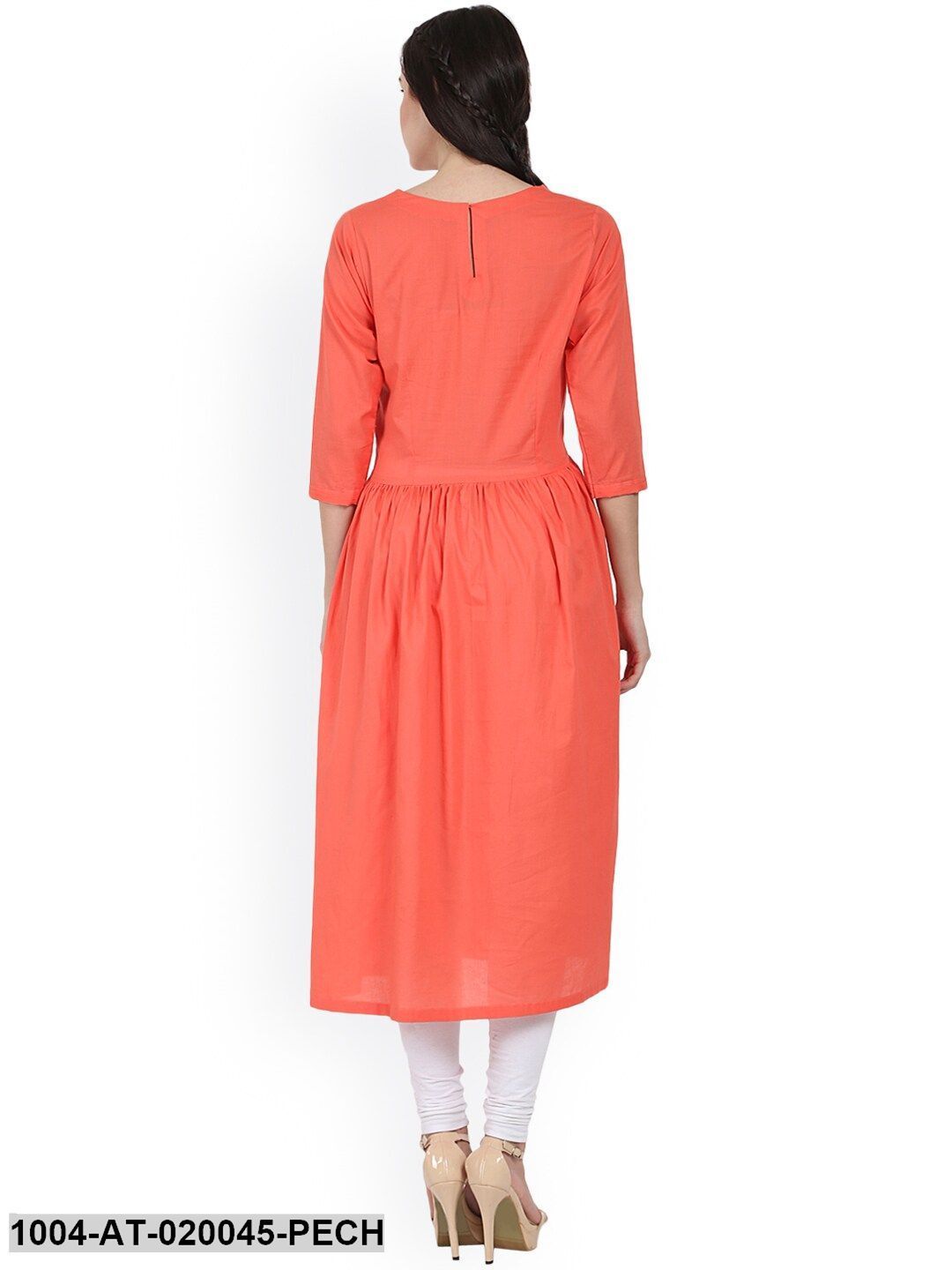 Peach-Coloured Solid A-Line Kurta - Image 5