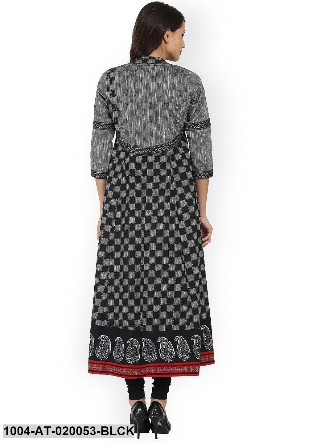 Black Printed Anarkali Kurta - Image 5