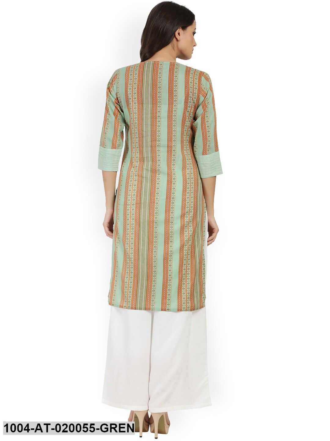 Green Printed Straight Kurta - Image 3