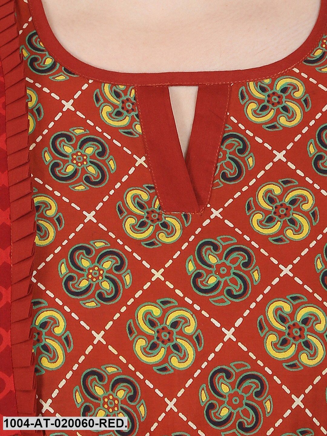 Red & Yellow Printed Anarkali Kurta - Image 2