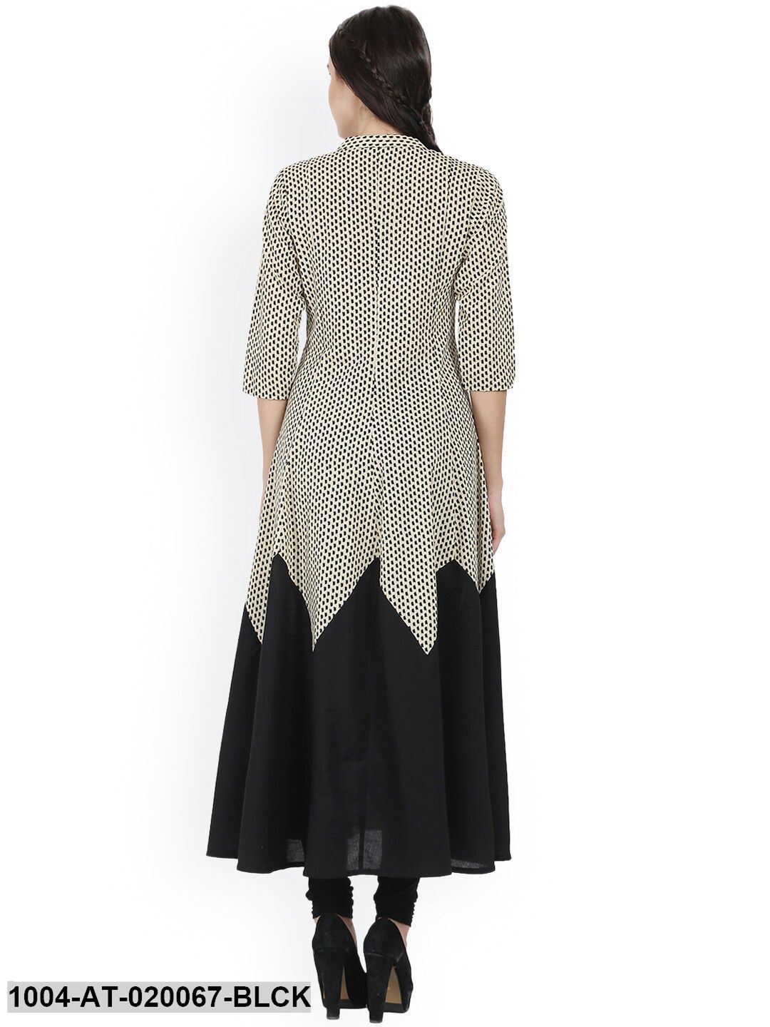 Black Printed A-Line Kurta - Image 5