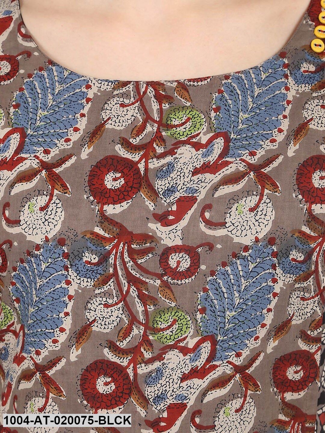Black Printed A-Line Kurta - Image 2