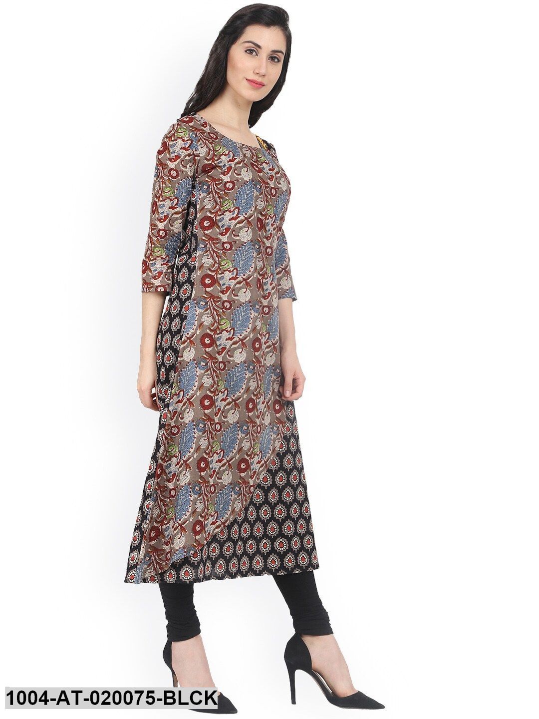 Black Printed A-Line Kurta - Image 4