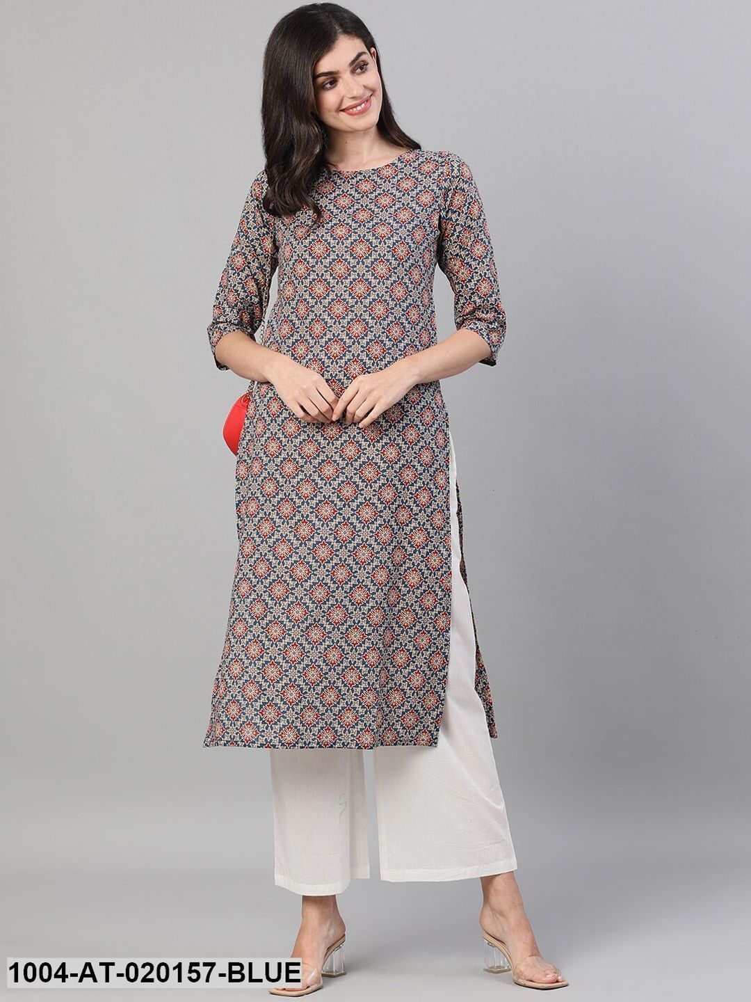 Blue Ethnic Motifs Printed Kurta - Image 5