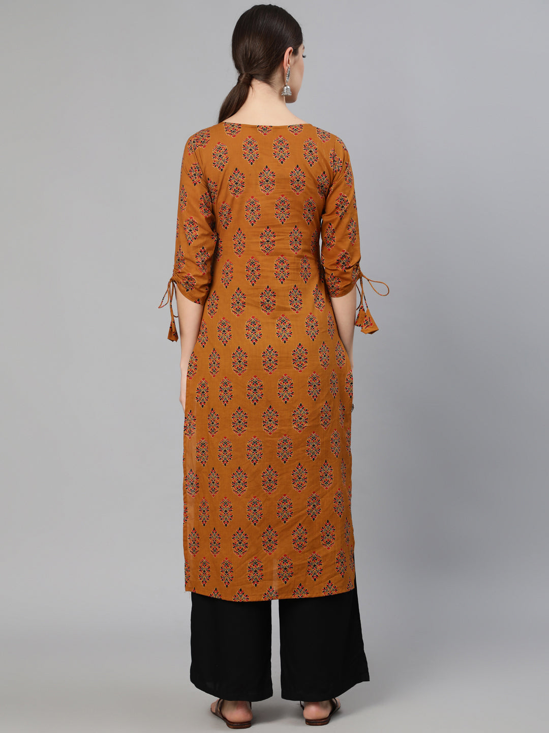 Mustrad Ethnic Motifs Printed Straight Kurta With Tesals Details - Image 3