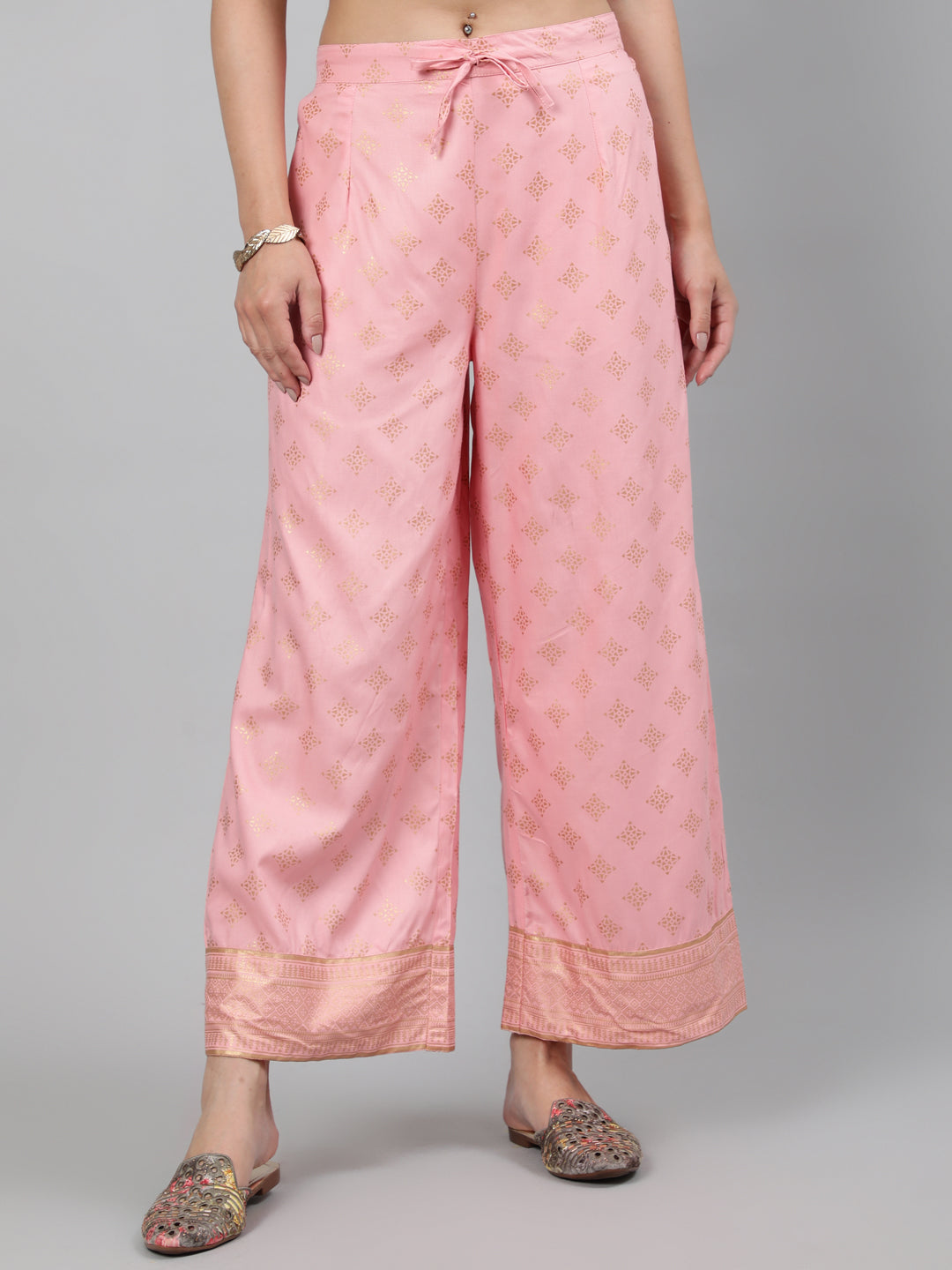 Rayon Foil Printed 3/4 Sleeve Straight Round Neck Calf Length Kurta Set - Image 5